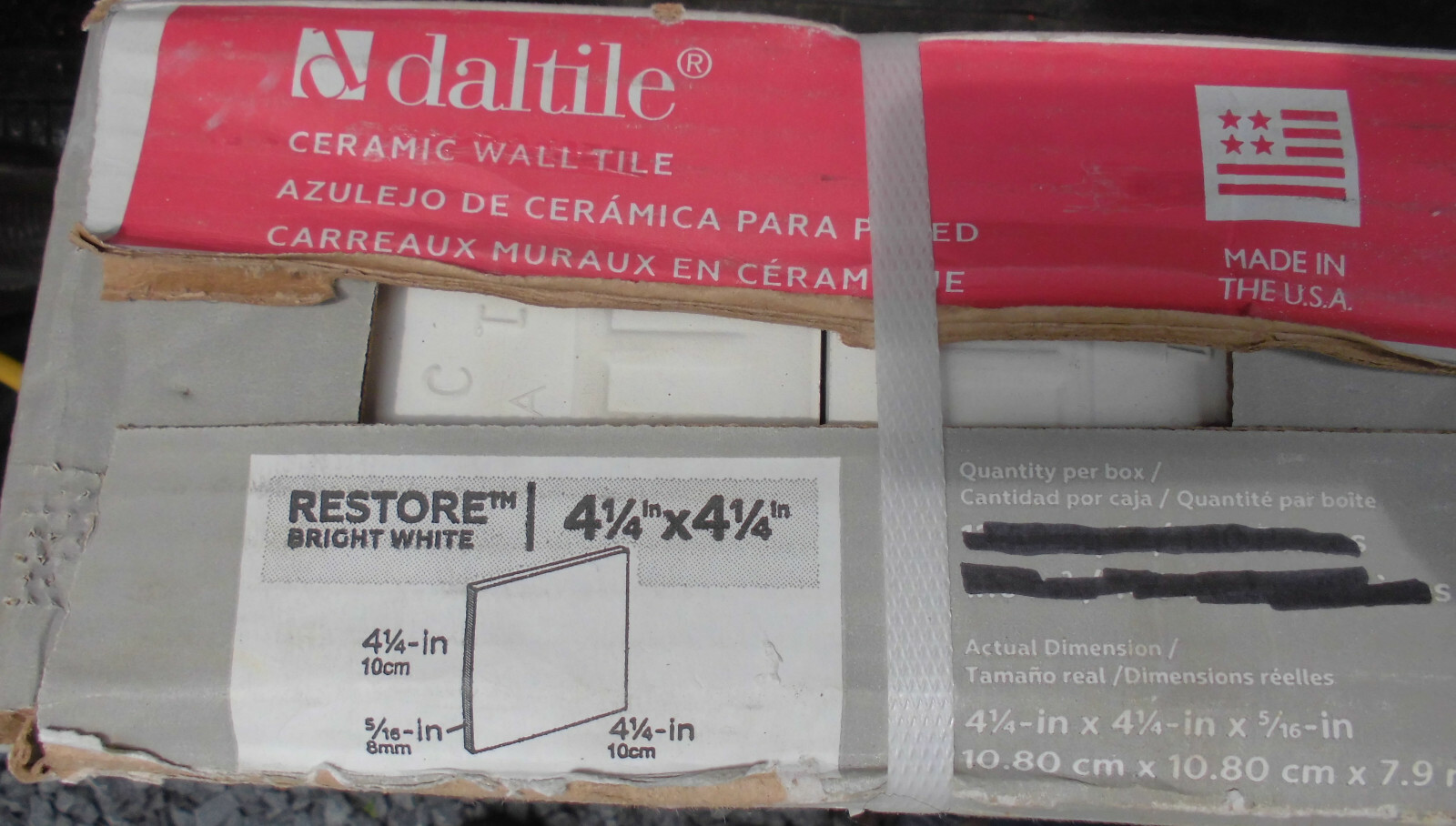 1 pc. Daltile; RESTORE Bright White; Glossy Ceramic Tile 4-1/4″ X 4-1/4″ New