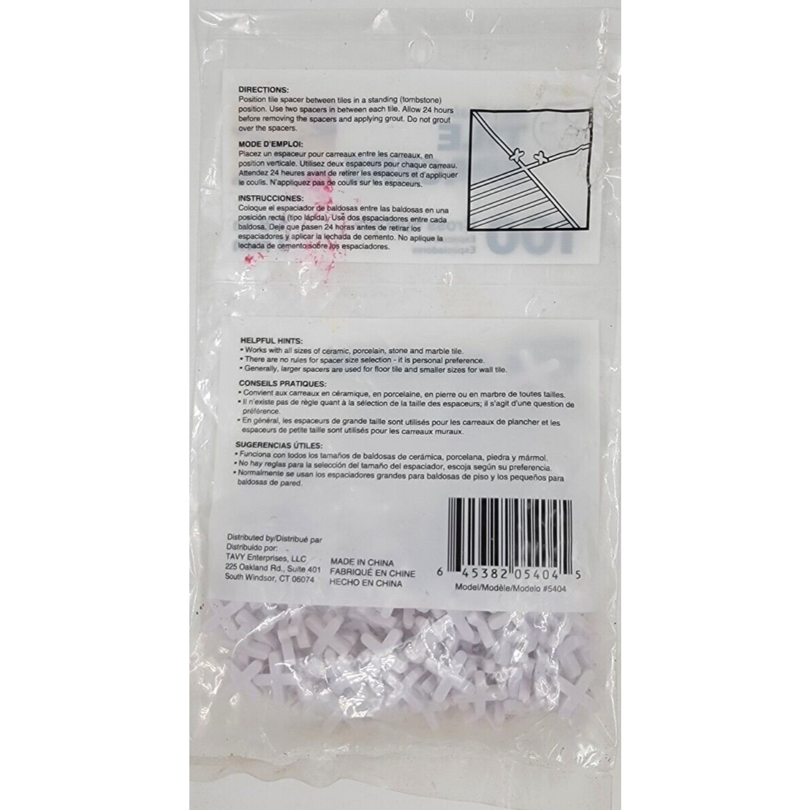 TAVY Basix 1/8″ 3mm Plastic Tile Cross Spacers 100 Count