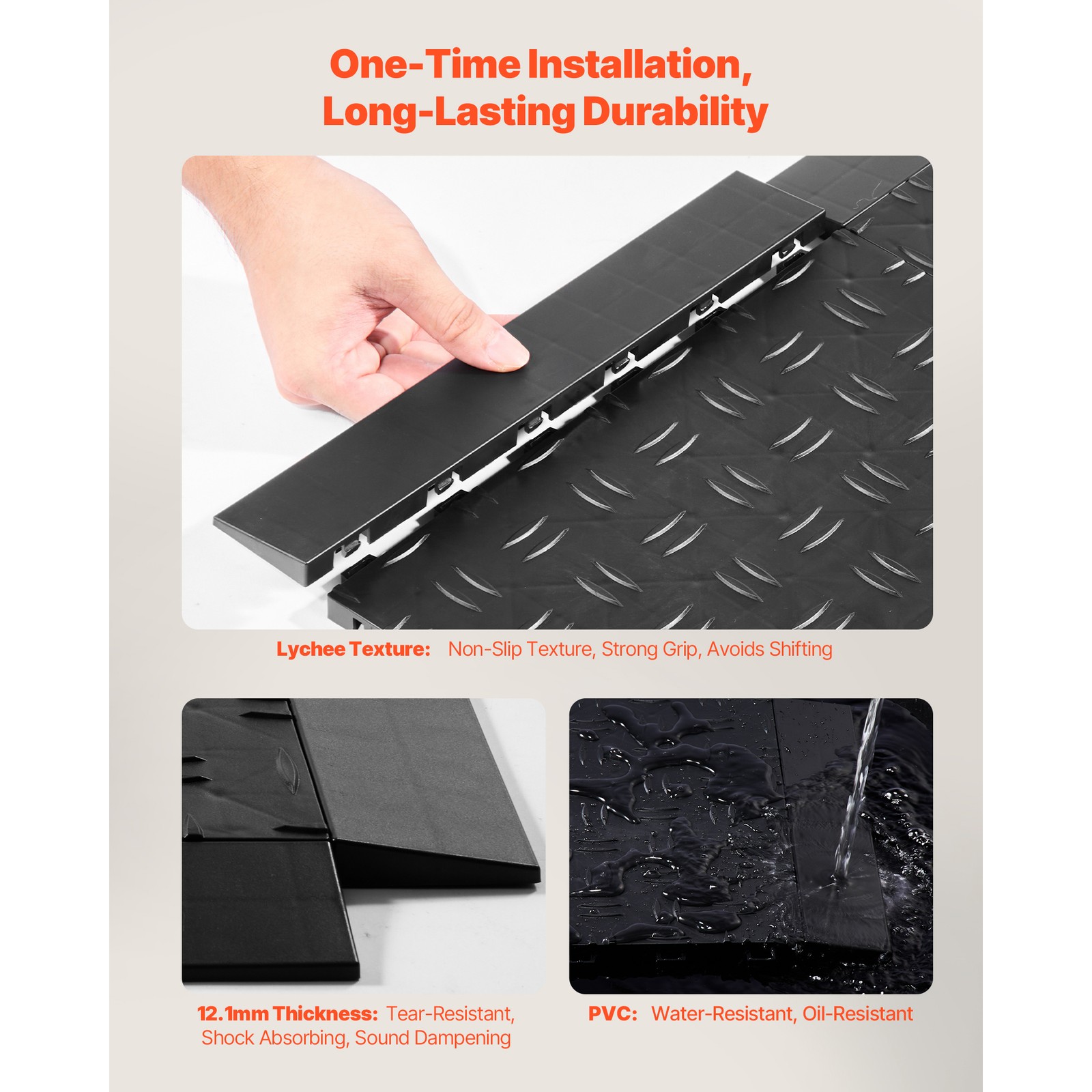 Uimoso 15-Piece Interlocking Garage Floor Edge Kit, Non-Slip, Black, PP Material