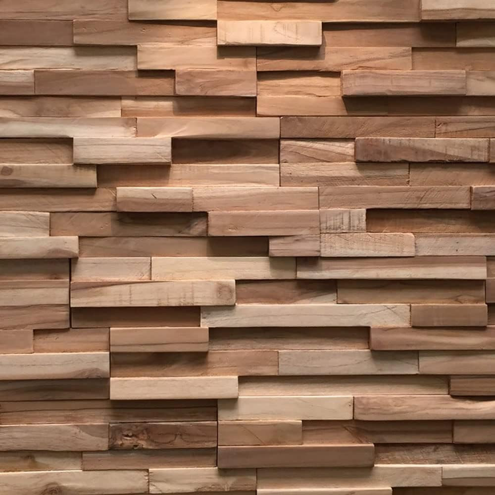 Reclaimed Teak 3D Wall Panels – Easy DIY Home Decor for Any Room – 10 Pack