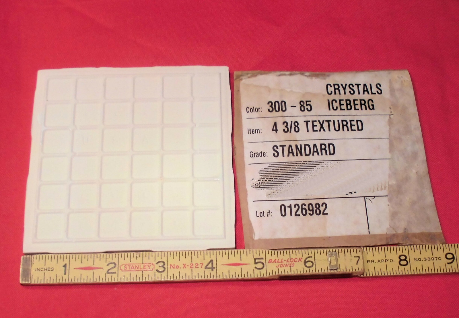 1 pc. *Iceberg White* 4-3/8″ Crystal Glazed Ceramic Tile by Florida Co. NEW