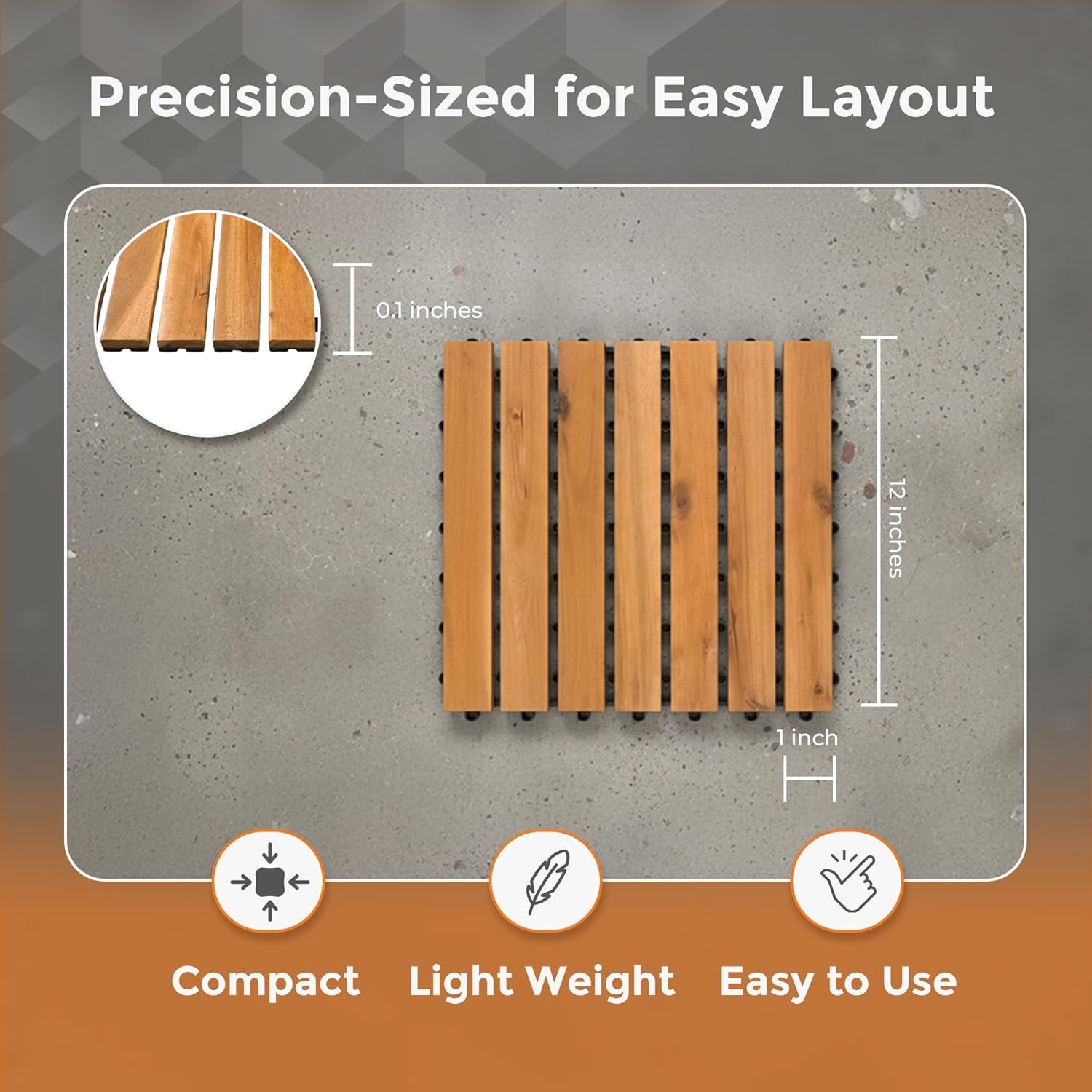 Acacia Hardwood Straight Edge for Interlocking Deck Tiles Decking Straight