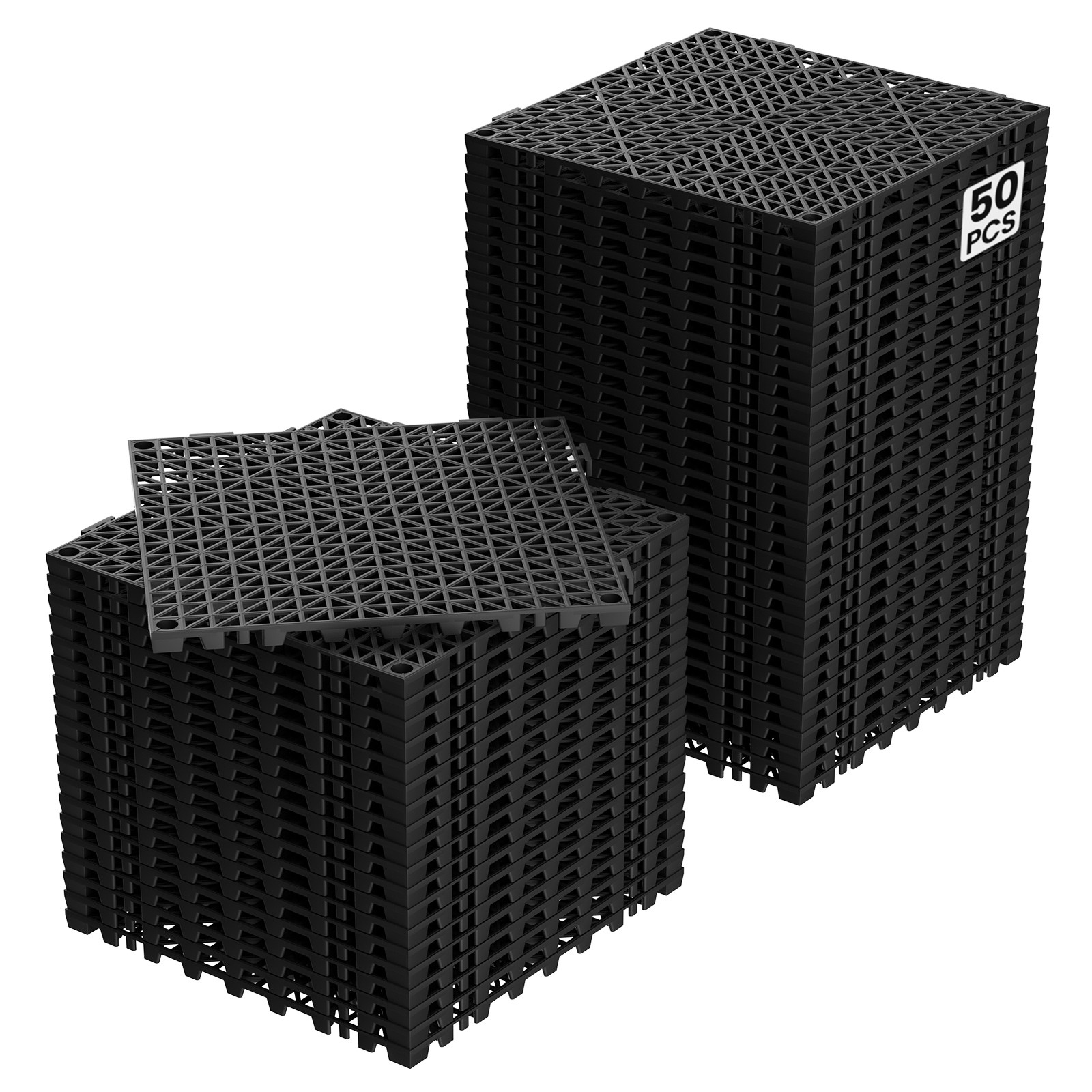 24/36/50 Pcs 12″x12″ PVC Interlocking Garage Floor Tiles Vented Water Drainage