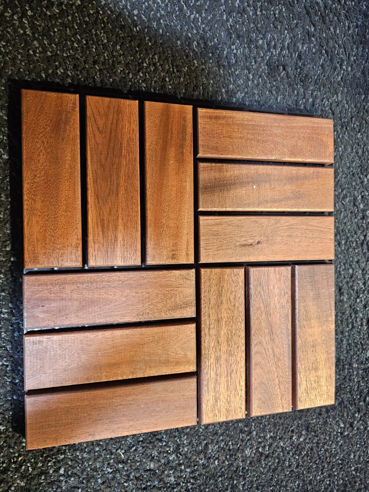 (QTY 10) THYOI Deck Tiles, Patio Flooring 12″ x 12″ Dark Brown Acacia Wood Tiles