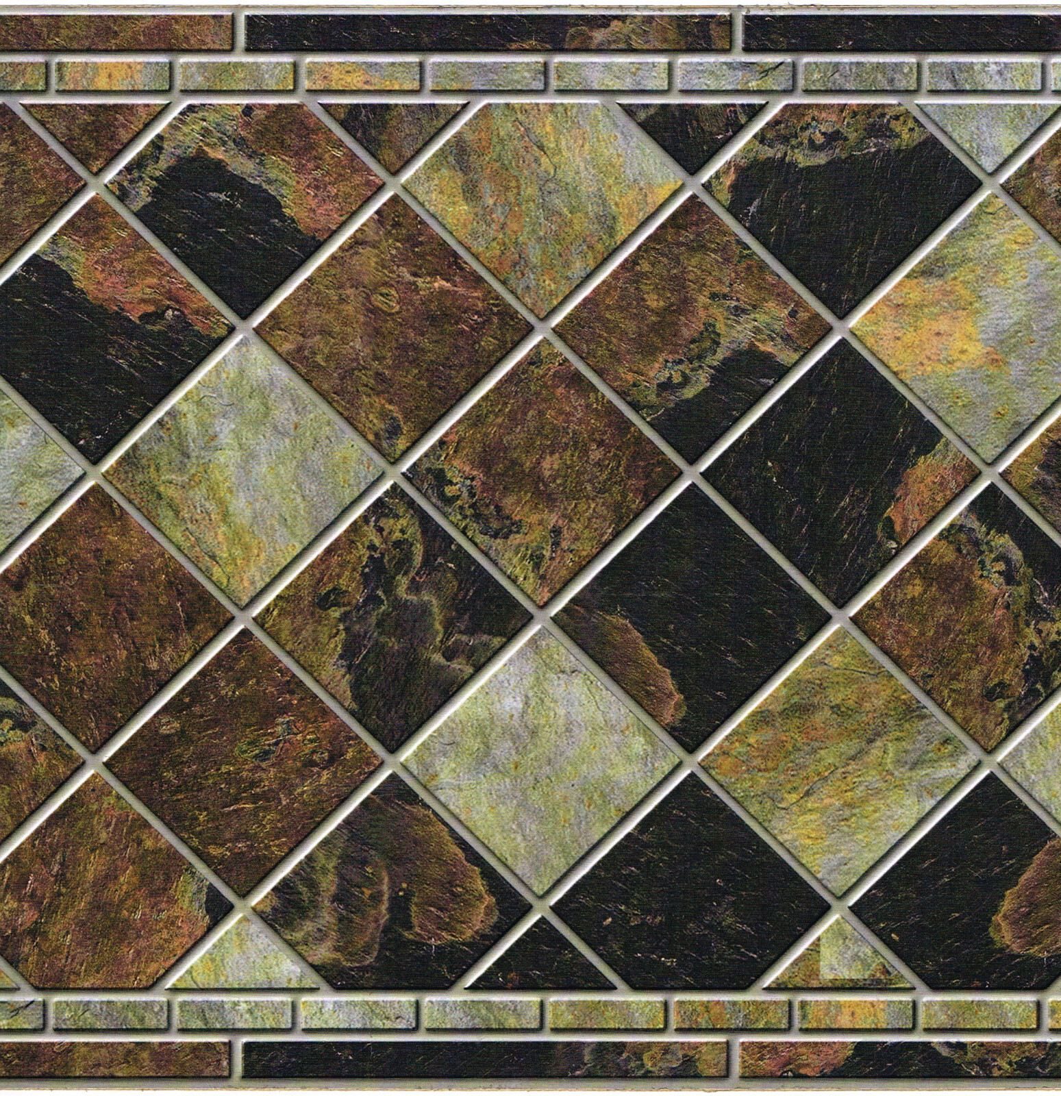 Diamond Slate Marble Wall Tile 3D Look Peel Stick Vinyl Kitchen Backsplash 11.5″