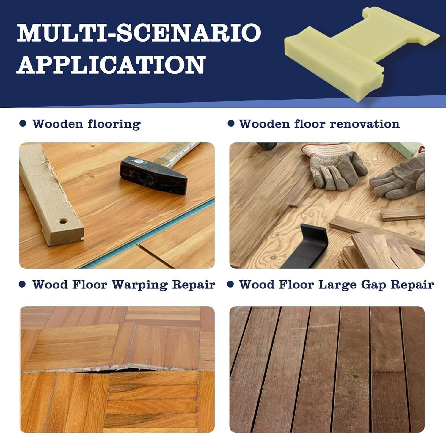 4 in 1 Laminate Flooring Tools, Nylon Tapping Block for Wood Floor Composite Bo