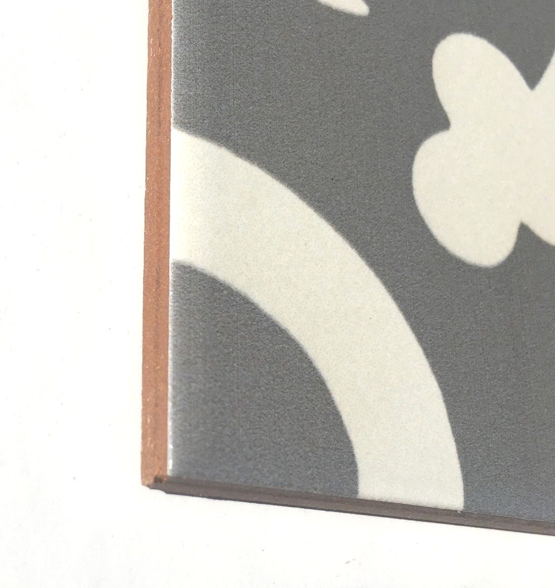 Flora Encaustic Soft Gray White 8×8 Satin Glaze Ceramic Tile (PER PIECE)