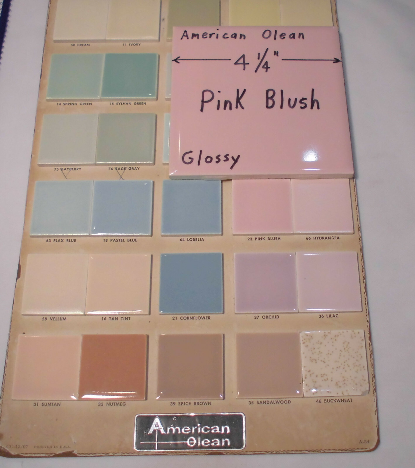 1 pc. Vintage *Pink Blush* Glossy Ceramic Tile #23 by American Olean 4-1/4″ New