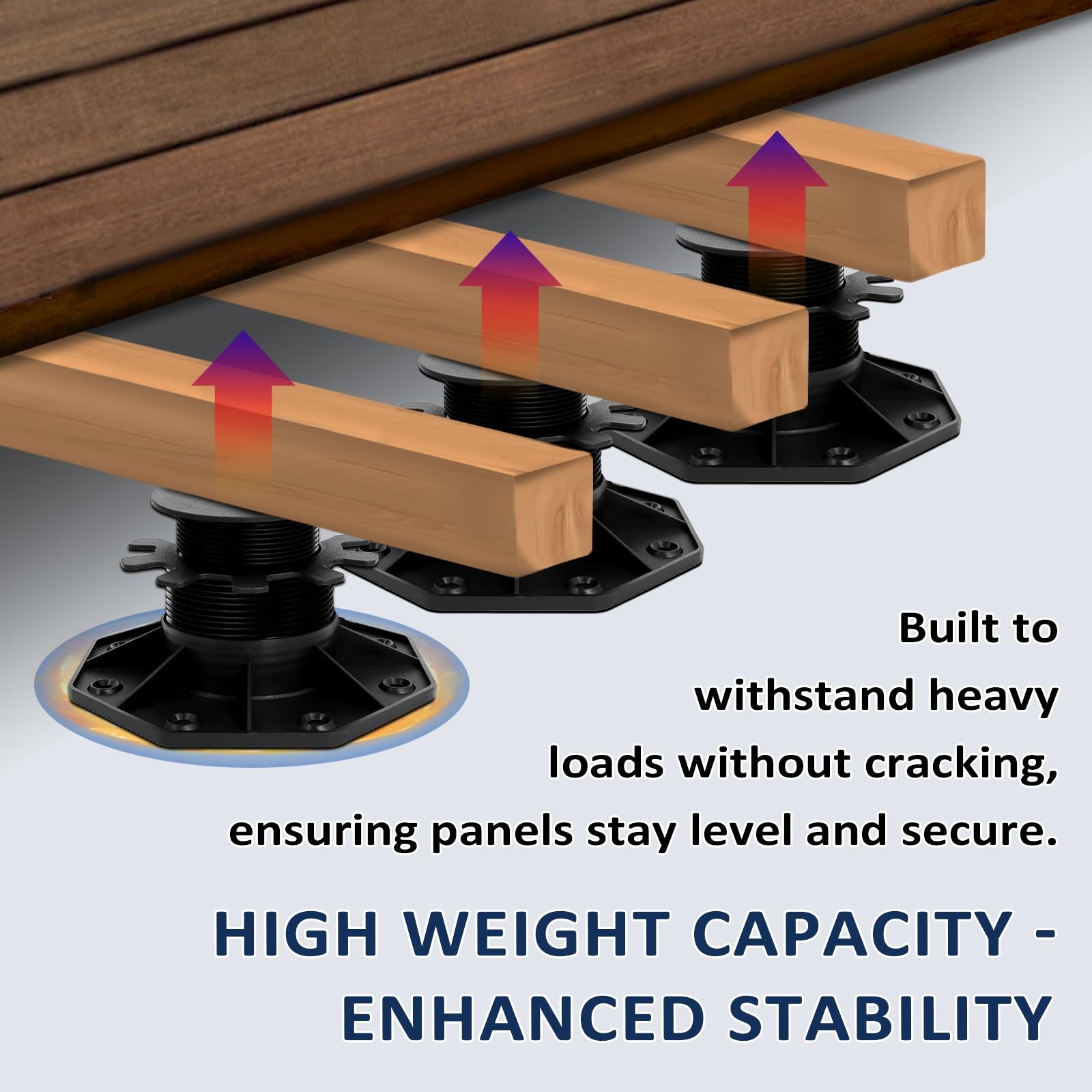 MCCKLE 24 Pack Adjustable Deck Support Pedestal, 1-3/16″ to 2-3/4″(30-70mm)