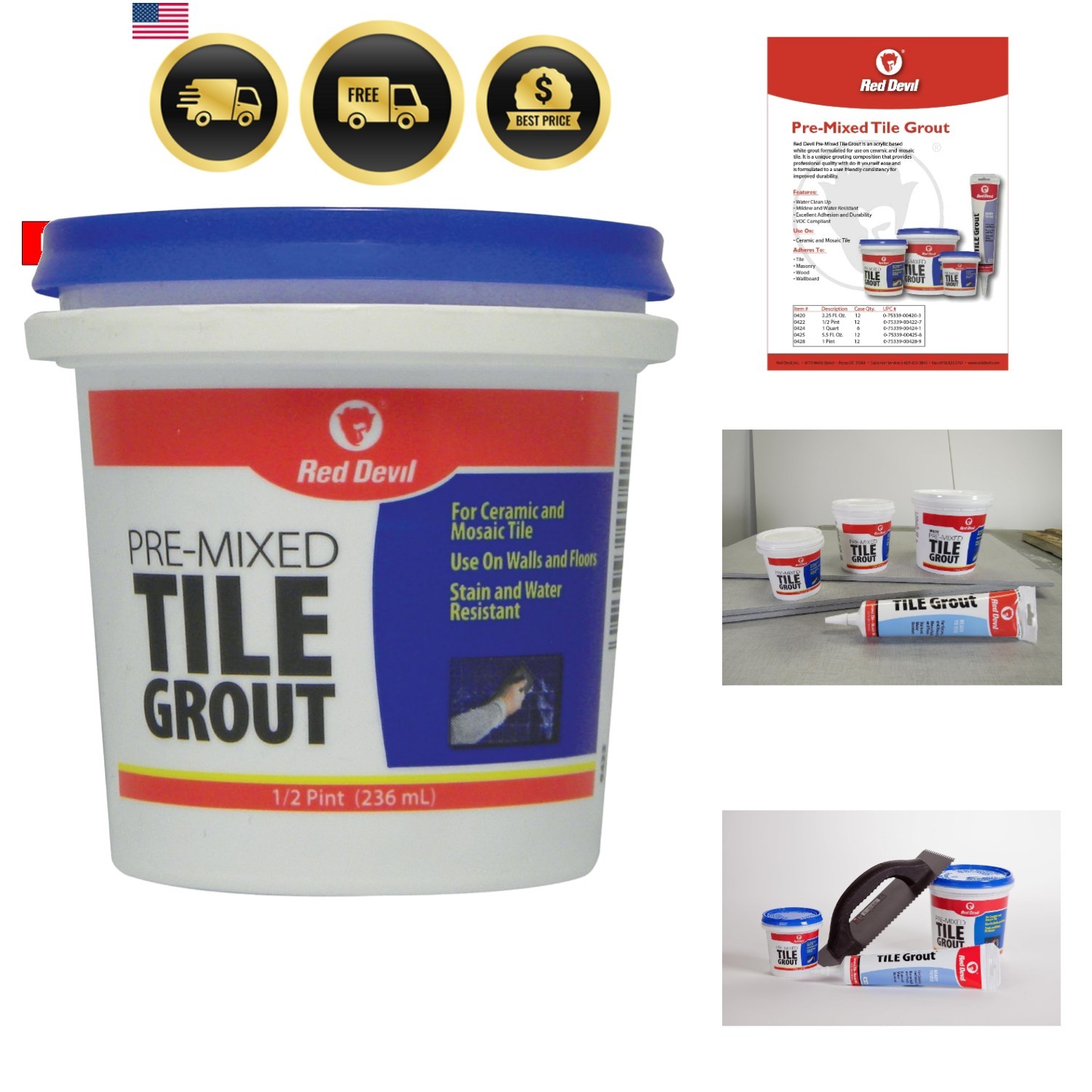 Pre-Mixed Tile Grout – Professional Quality, Excellent Adhesion, Ideal for Wa…