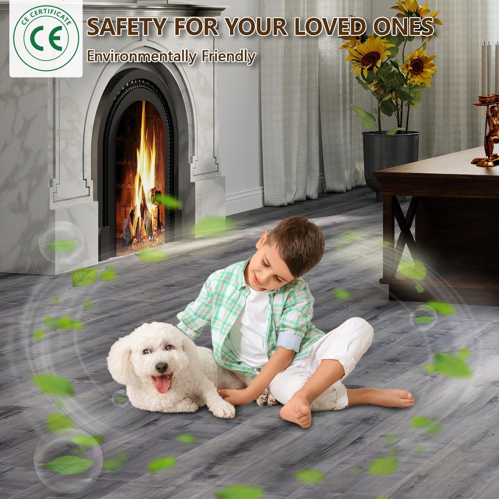 Peel and Stick Floor Tile, 36-Pack 36″x 6″ Smoke Grey Wood Grain Sticky Tiles…