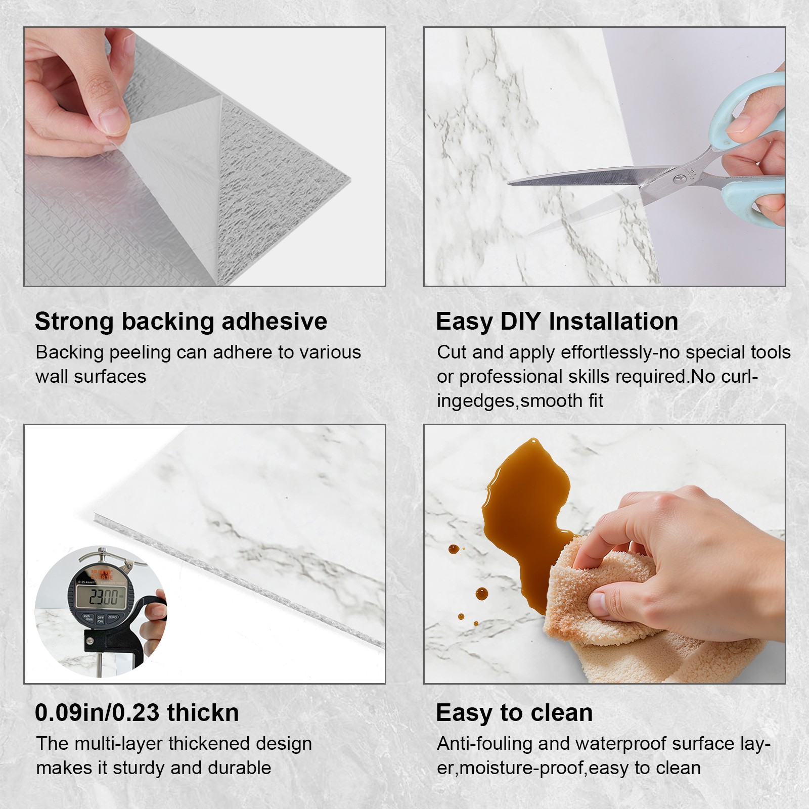 50/100Pcs Marble Wall Tile PVC Foam Panels Waterproof DIY Home Decor Sticker 12″