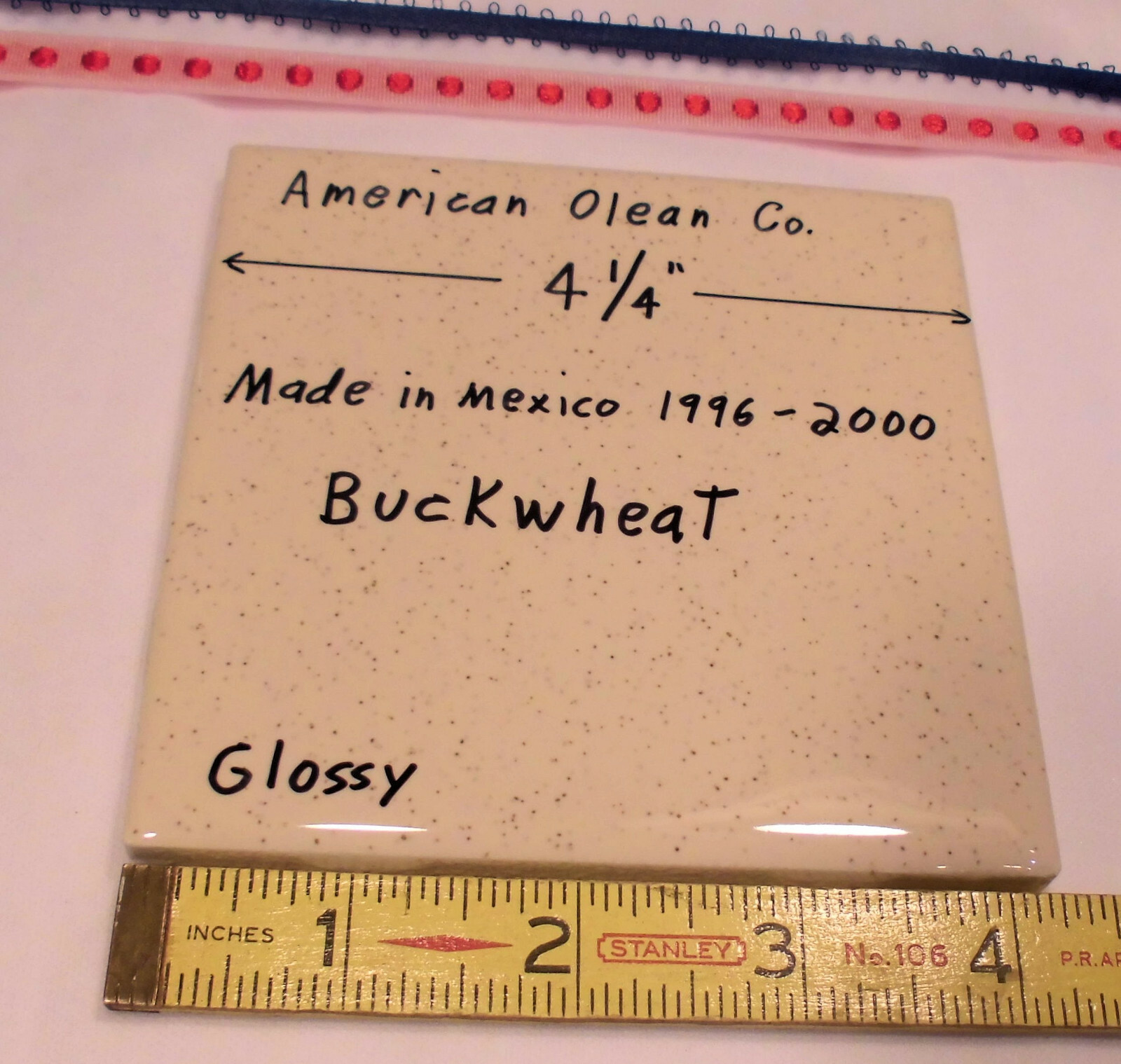 1 pc. Buckwheat Glossy Ceramic Tile #46 by American Olean 4-1/4″ New Version