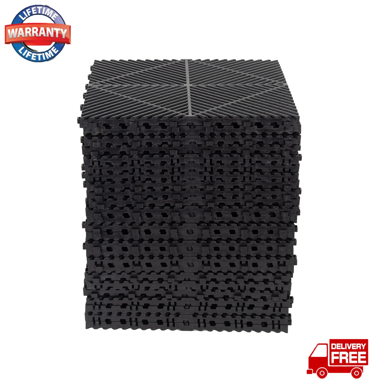25 PCS Interlocking Garage Floor Tiles Deck Tile Water Drainage 15.75×15.75″