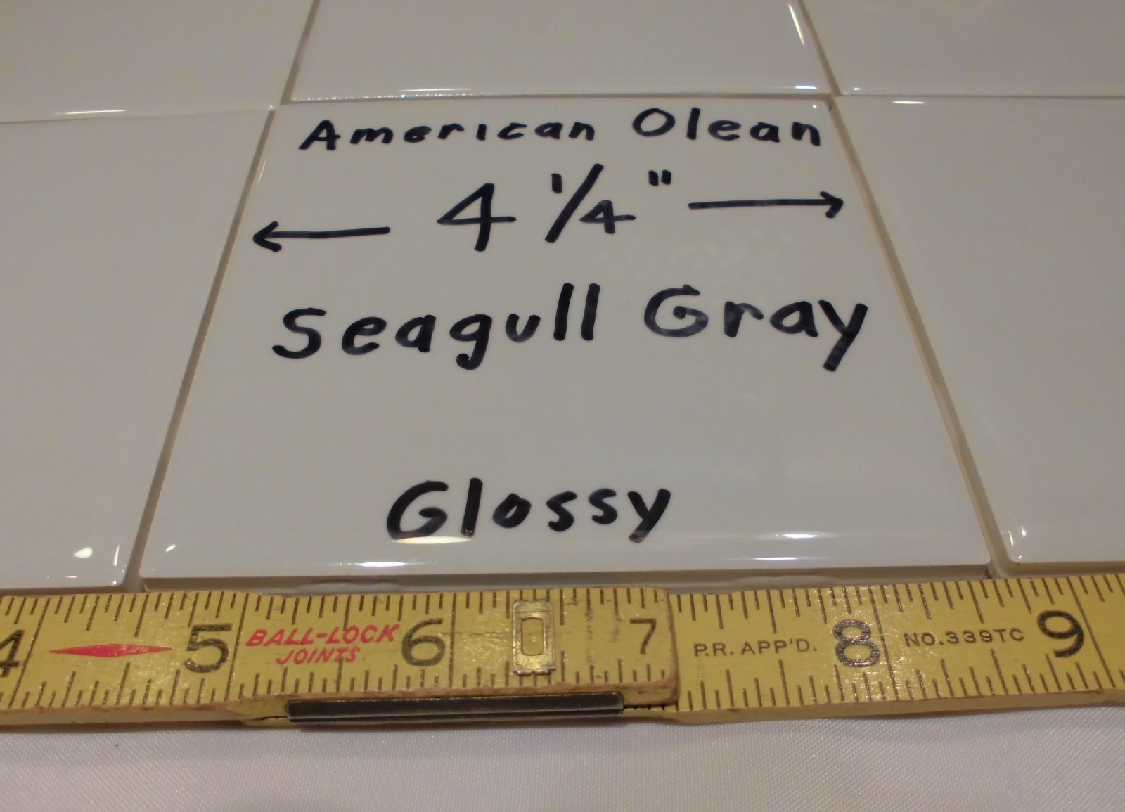 9 pcs. Ceramic Tiles…Glossy *Seagull Gray* #43 by American Olean…4-1/4″ New