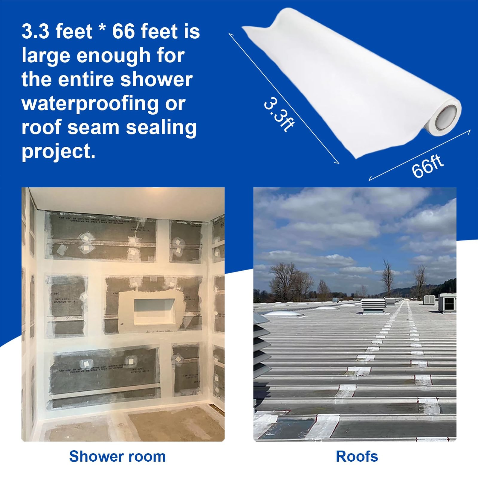 Yaxtida 3.3 Ft X 66 Ft Waterproofing Membrane Fabric Reinforcing Anti Fracture