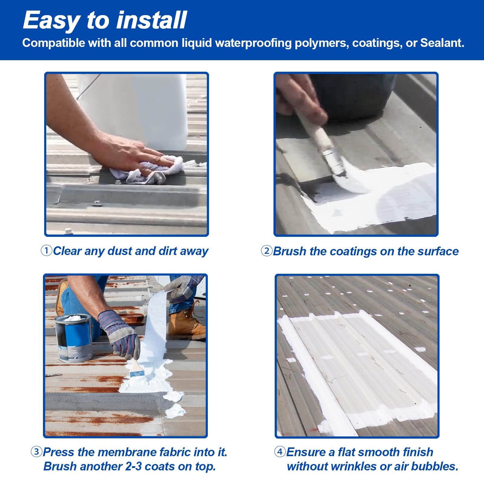 Yaxtida 3.3 Ft X 66 Ft Waterproofing Membrane Fabric Reinforcing Anti Fracture