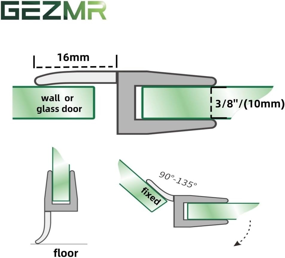 4-Pack Frameless Shower Door Side Seal H Type 3/8''(10mm), Clear