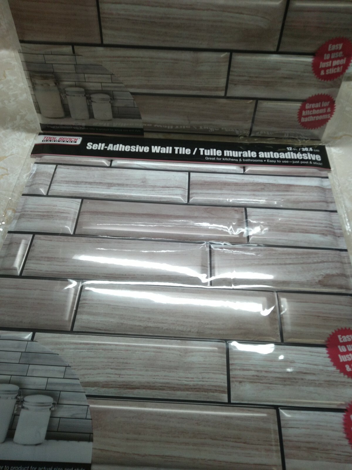 10 PCS 3D Peel Stick Antique White Brown Wood Grain Wall Tile Lightweight 12 in