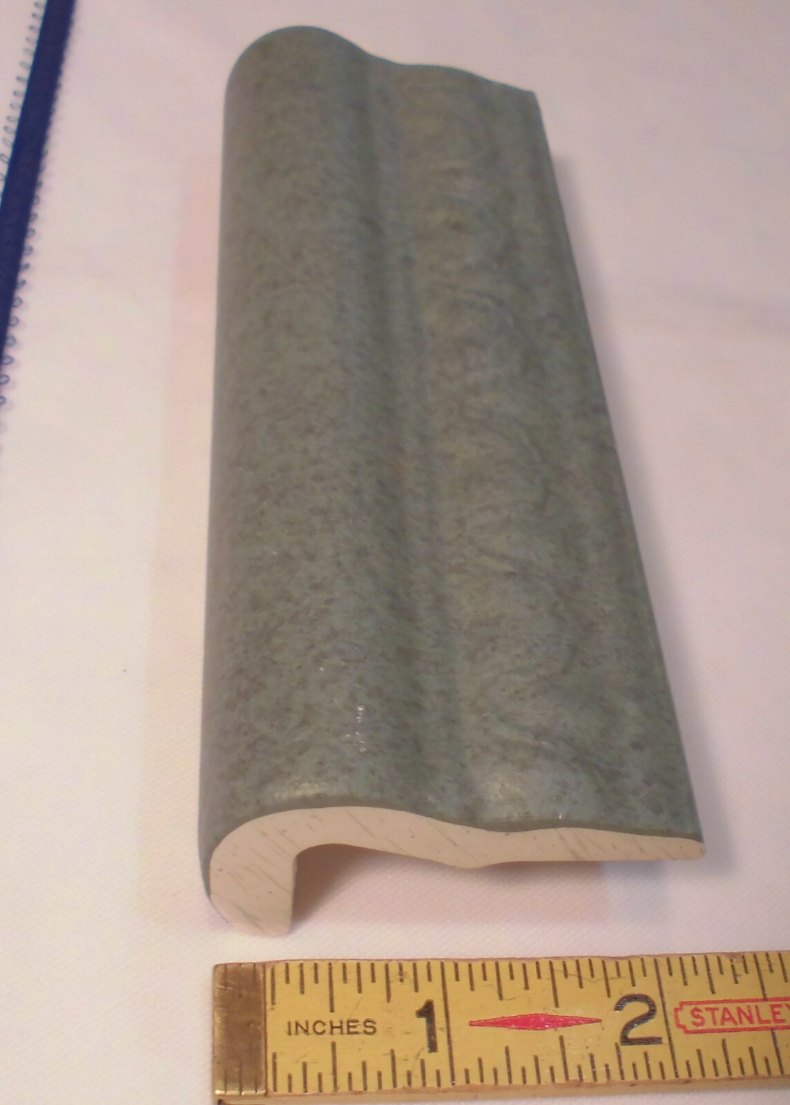 1 pc. *Gray Green* V Cap Ceramic Trim Tile; Counter-top Edging: Matte 2″ X 6″