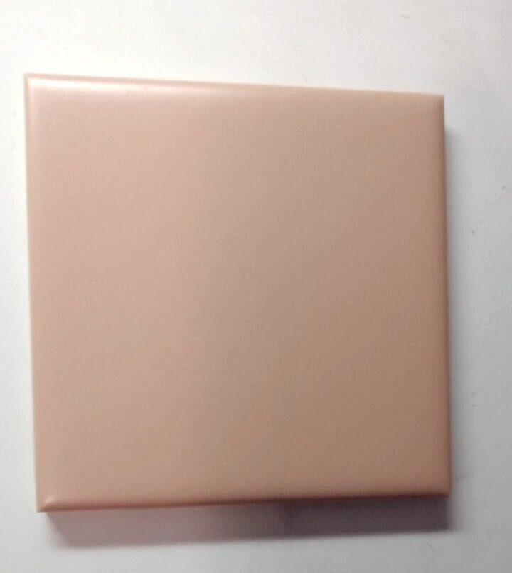 1 Wall Tile Mosaic USA 4-3/8″ Square Satin Creamy Peach Pink Ceramic 1950s Retro
