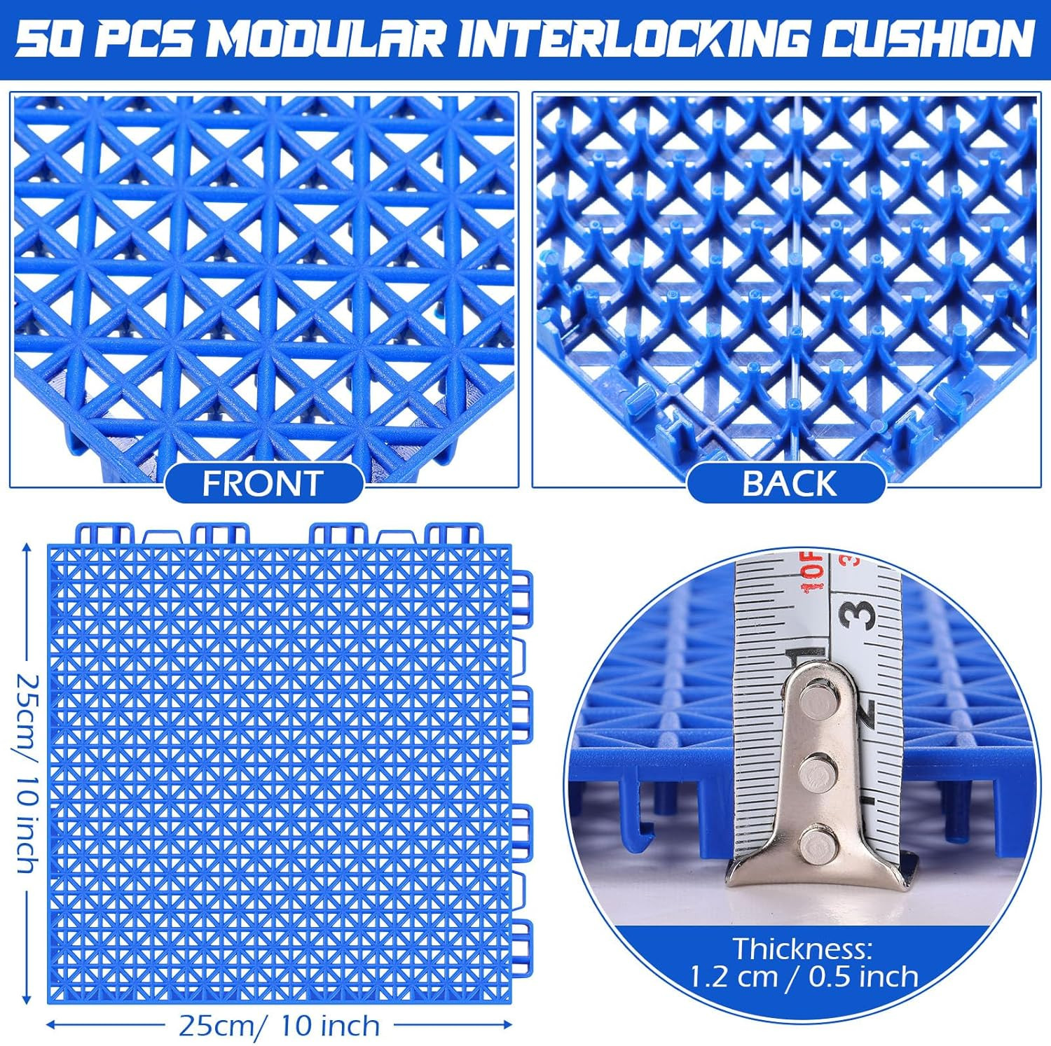 50 Pcs Modular Interlocking Cushion Floor Tiles 10 X 10 Inch Non Slip Pool Floor
