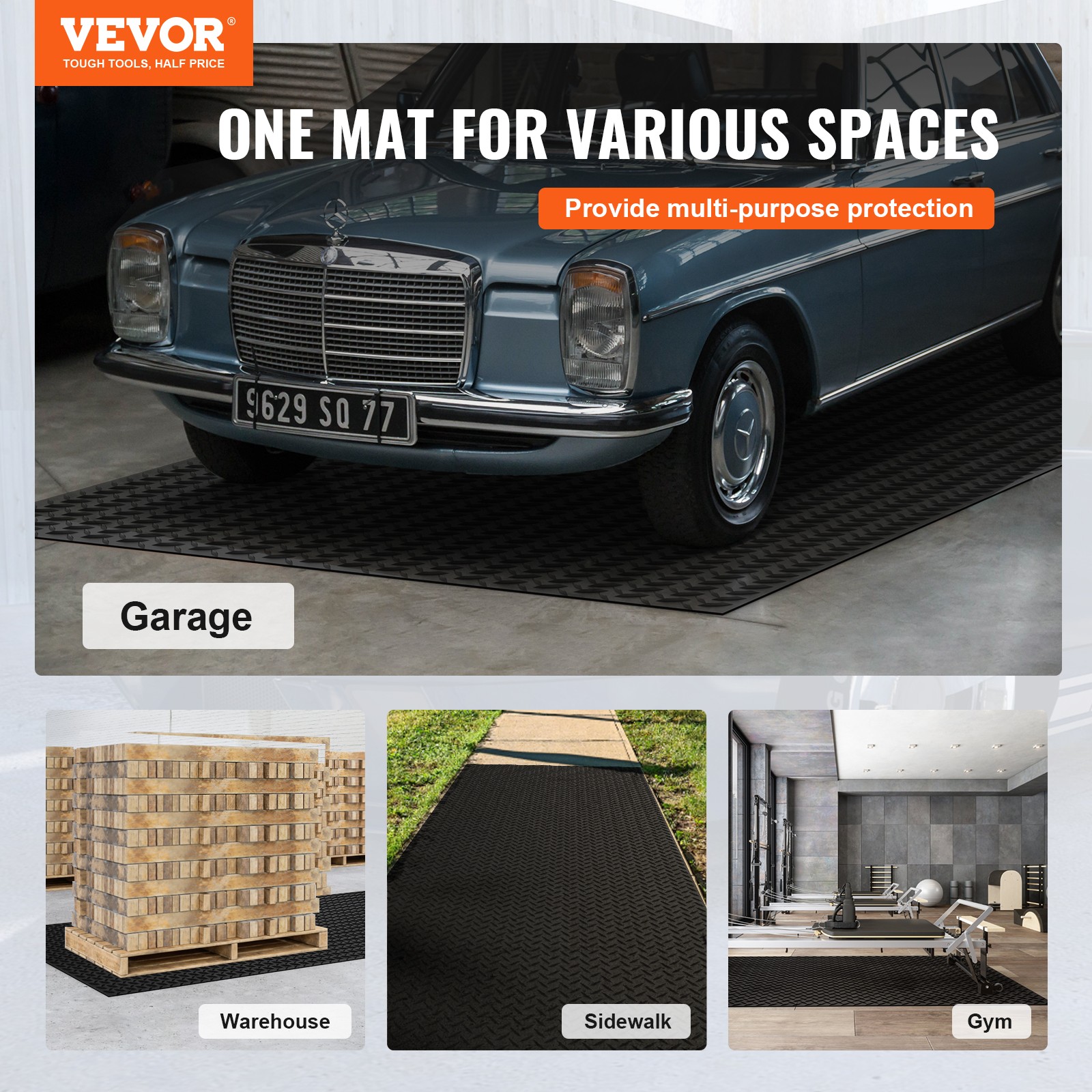 VEVOR Diamond-Plate Rubber Flooring Roll 3mm x 4ft x 6ft Garage Floor Mat SBR