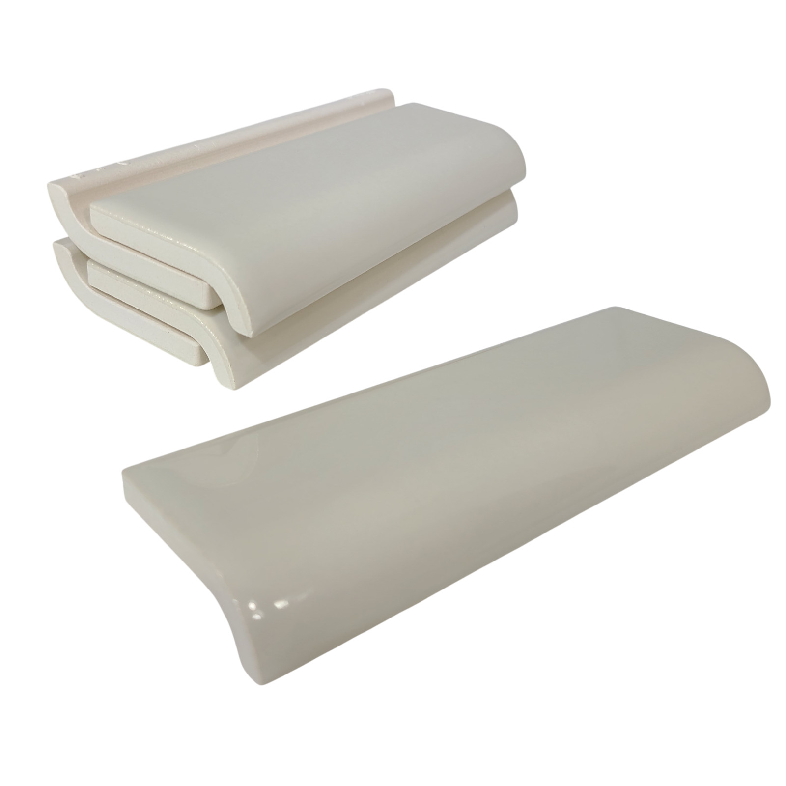 Beige Bone Almond Ceramic Tile Mud Cap 6 x 2 inch Subway Trim Classic Color 006