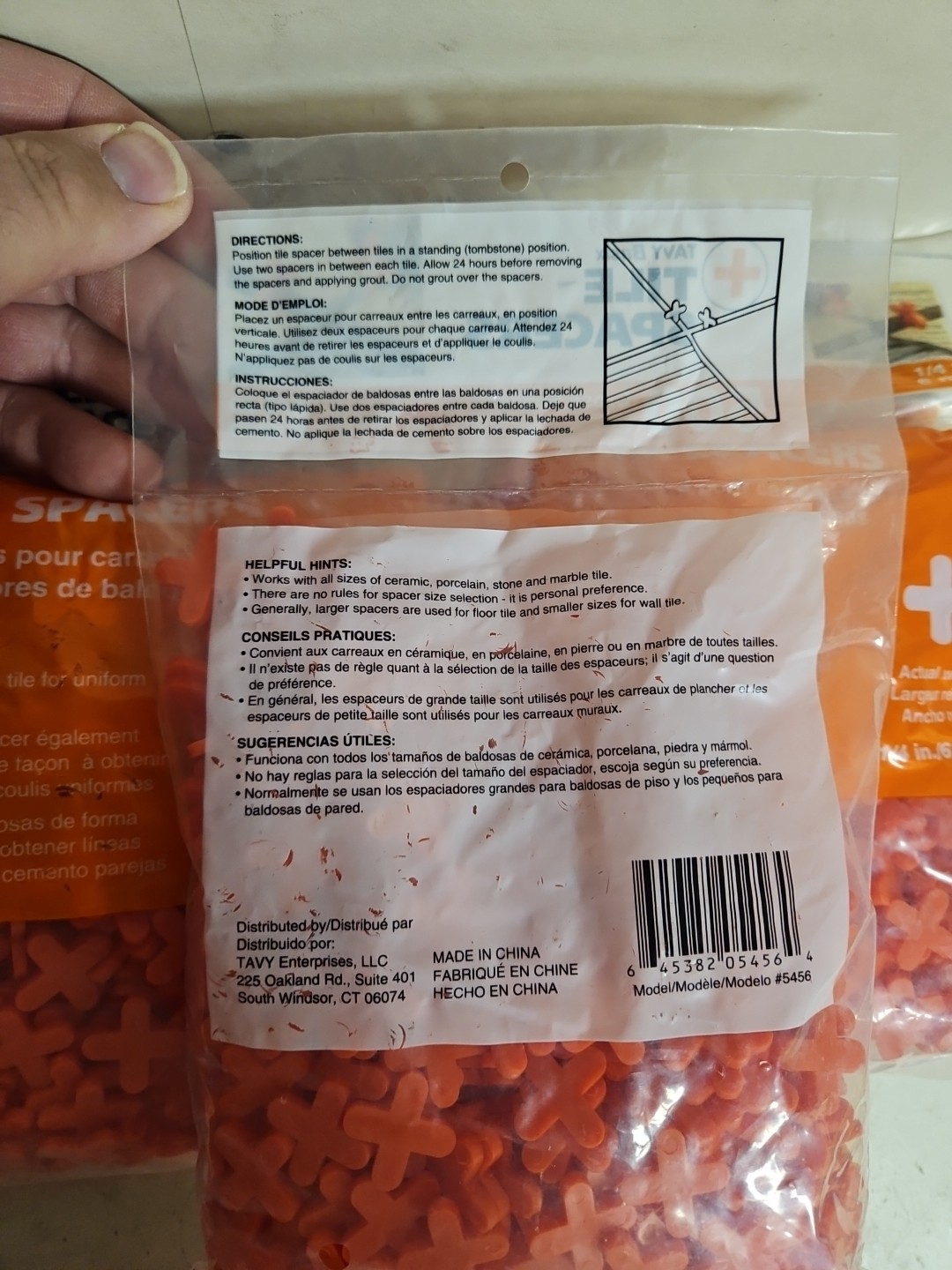 Tavy Basix Tile Spacers 1/4in 6mm 500 Cross Pcs Orange Plastic 5 bags/2500 Pcs