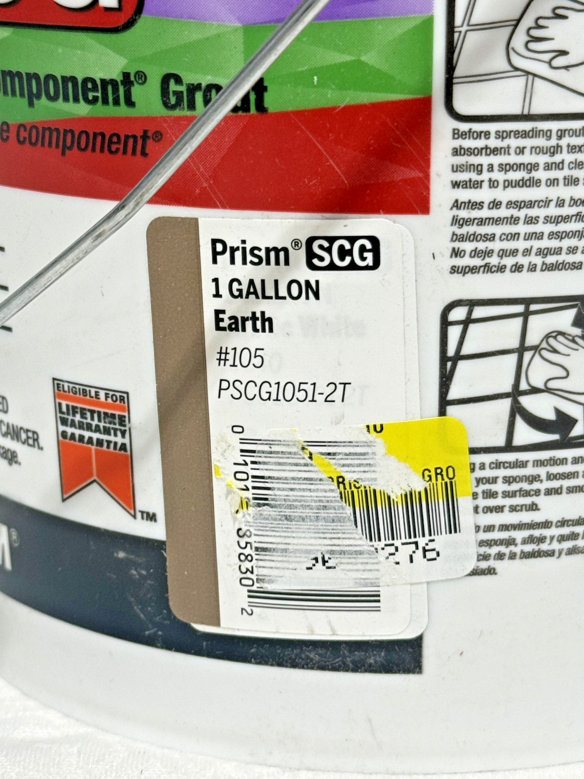 Custom Prism SCG Pre-Mixed Single Component Grout Earth 105 1 Gallon PSCG1051-2T