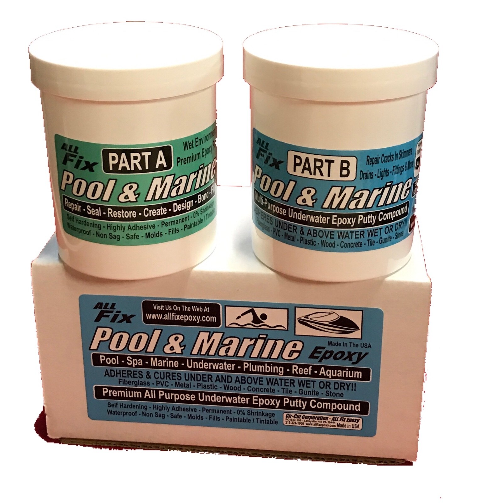 Pool All Fix H20 EPOXY PUTTY Repair MULTI USE Leaks Cracks Tile Stone Plastic