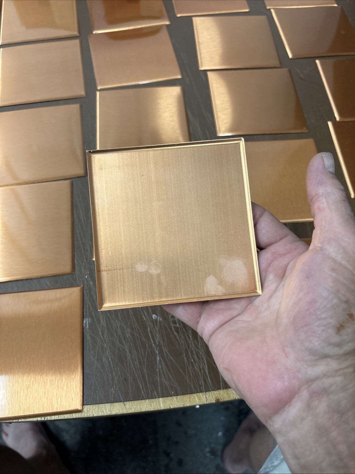 24 COPPER Square Tile 4 1/4” Square Vintage Smooth Brushed Kitchen Bathroom