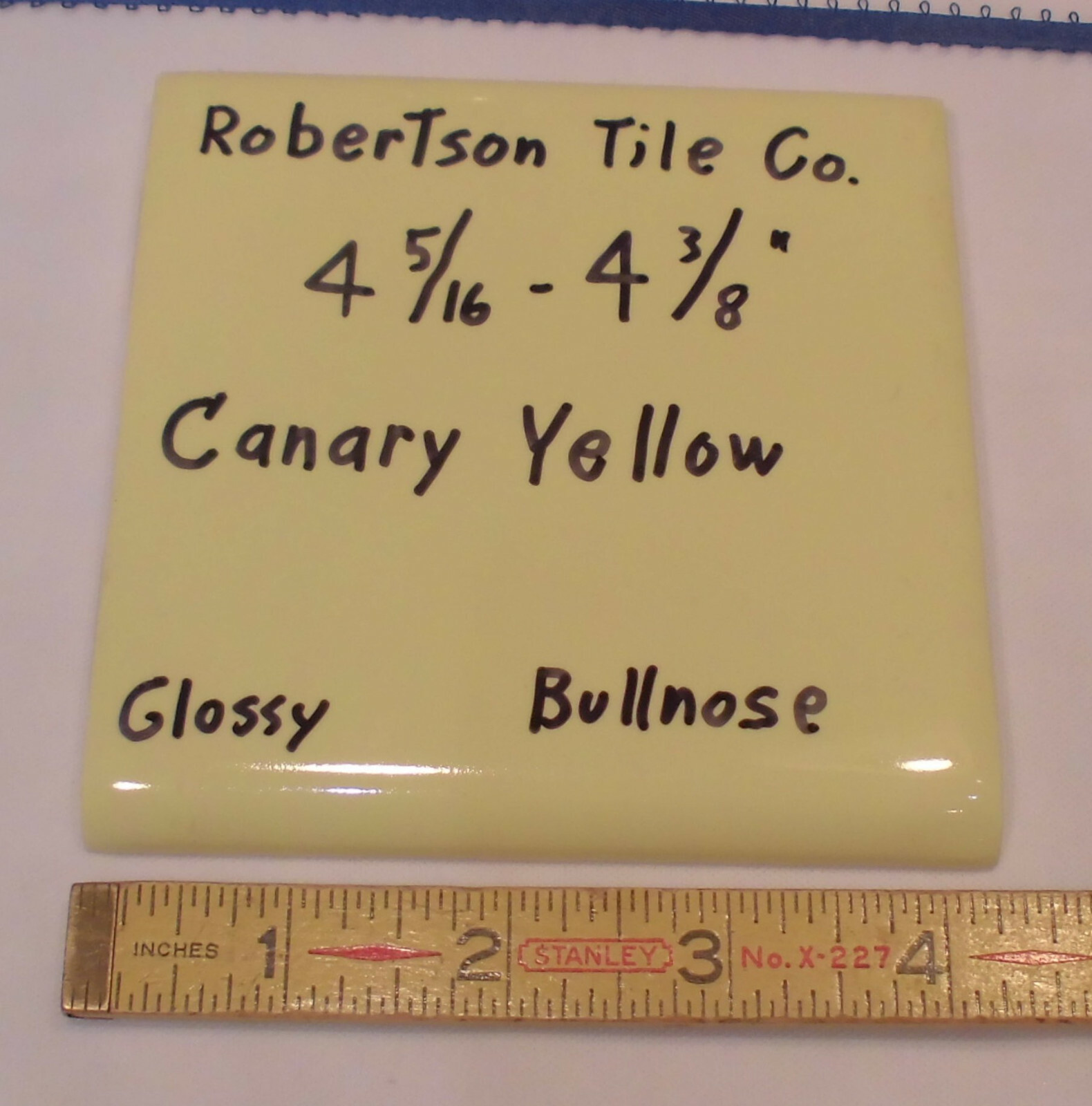 1 pc. Glossy Yellow Ceramic Tile 4-3/8″ ; Matches: Florida, Mosaic & Robertson