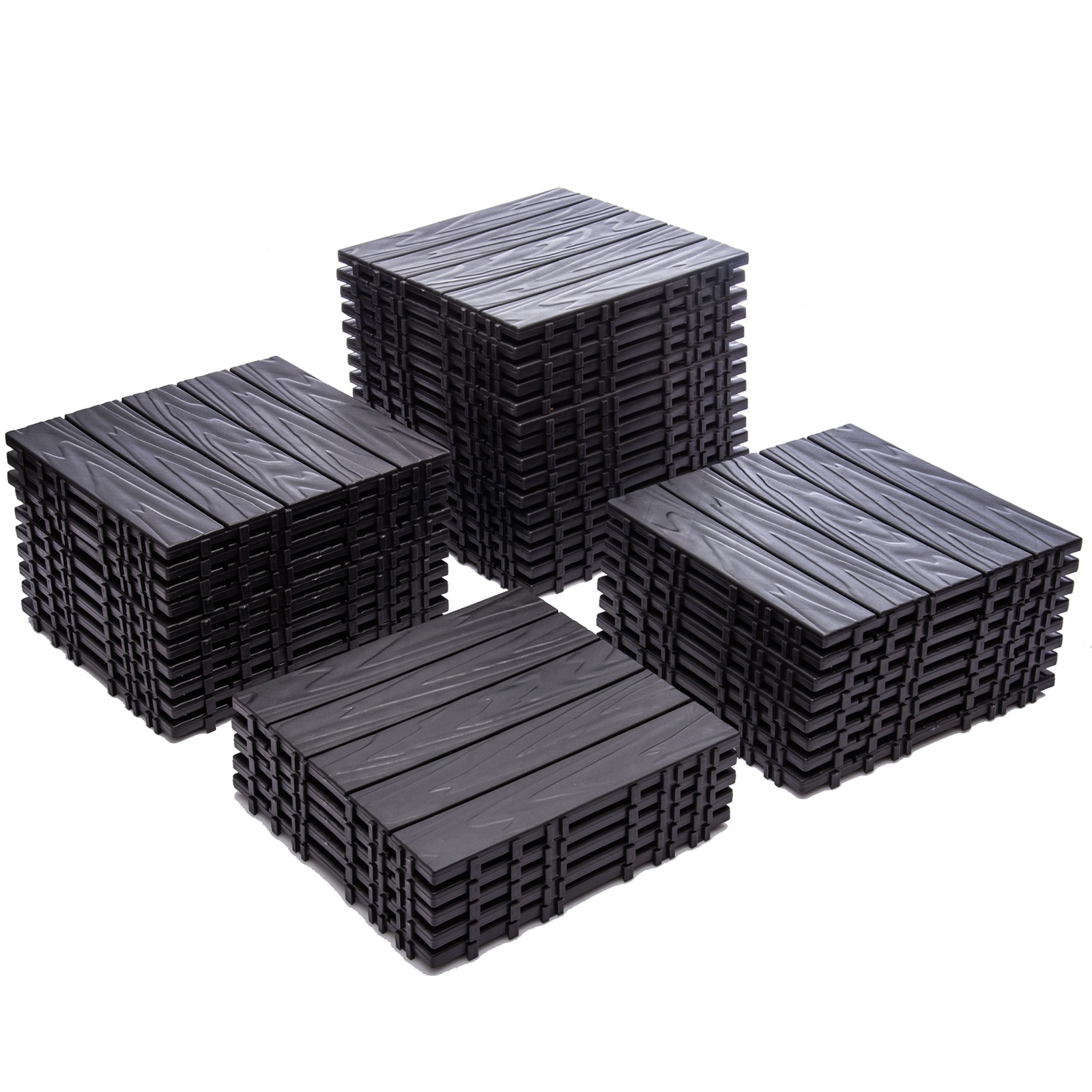 68-Pack 11.42″x11.42″ Plastic Interlocking Deck Tiles 61.60 Sq.Ft