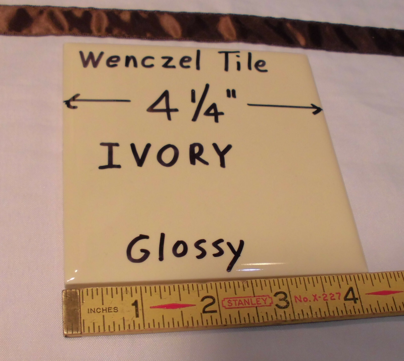 1 pc. *Ivory* 4-1/4″ Glossy Ceramic Tile by Wenczel Co. NOS Criteria 1940’s