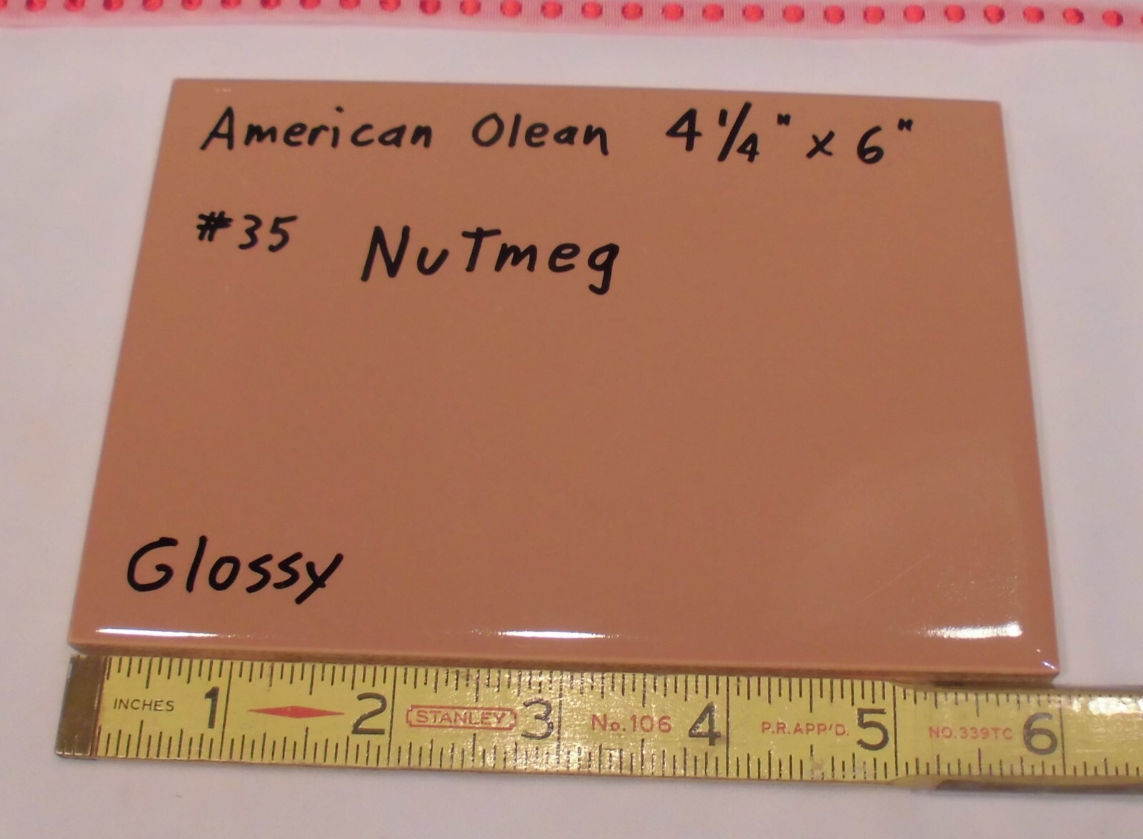 1 pc. *Nutmeg -Brown* Glossy Ceramic Tile #35 by American Olean 4-1/4″ X 6″ NOS