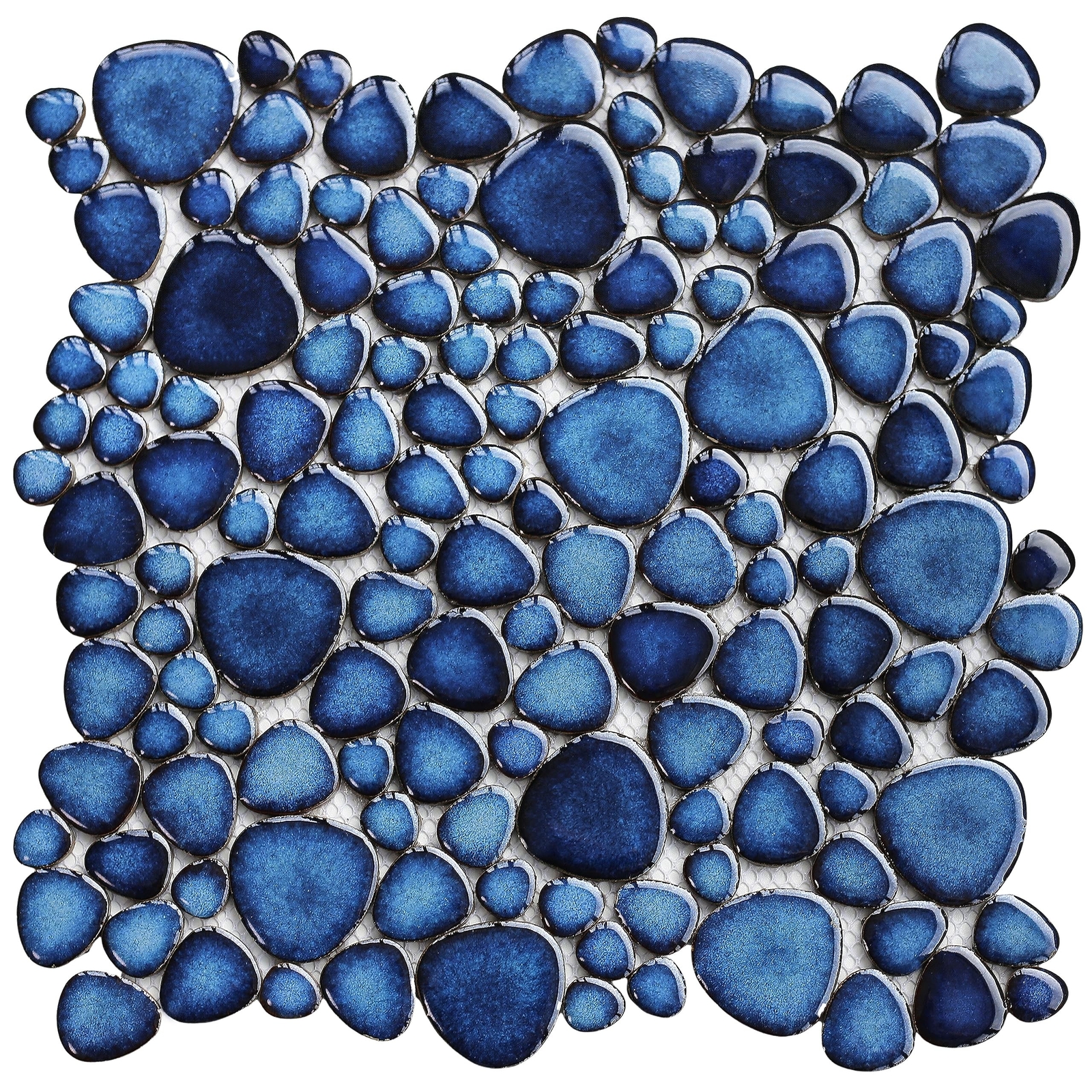 Cobalt Blue Pebble Tiles for Shower Floor Bathroom Floor Wall Mosaic Tile [Se…