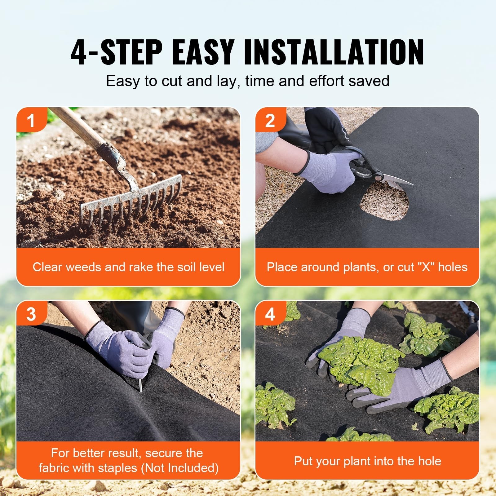 6FTx100FT Heavy Duty Non-Woven Geotextile Fabric for Driveway, Garden, Drainage,
