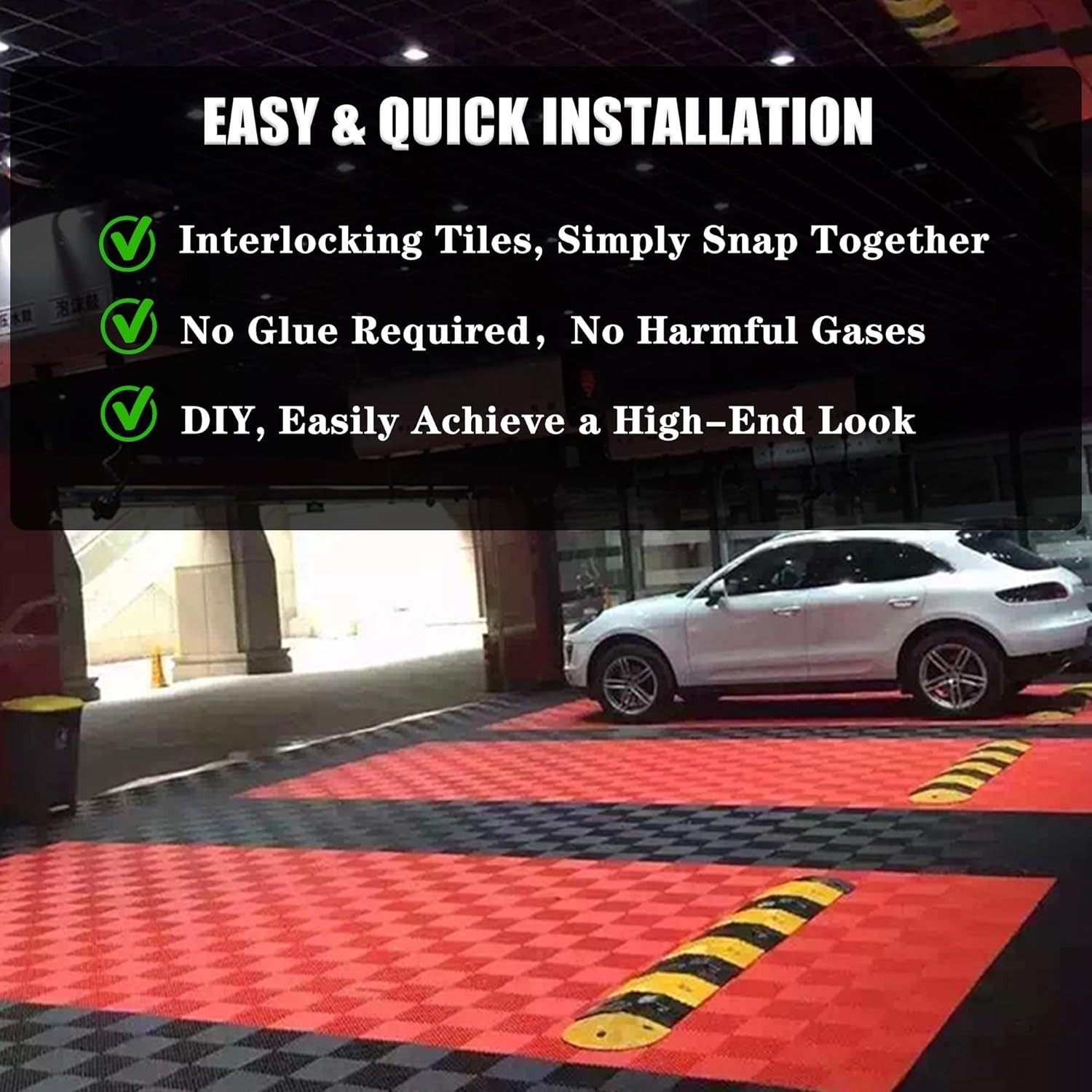 16″x16″ Interlocking Garage Floor Tiles – Easy Install with Drainage & Traction