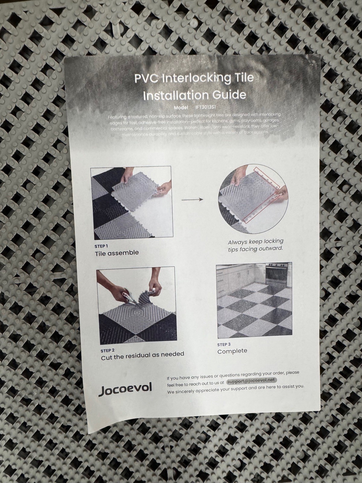 Jocoevol 36pc Gray PVC Interlocking Drainage Floor Tiles 11.8″ Outdoor