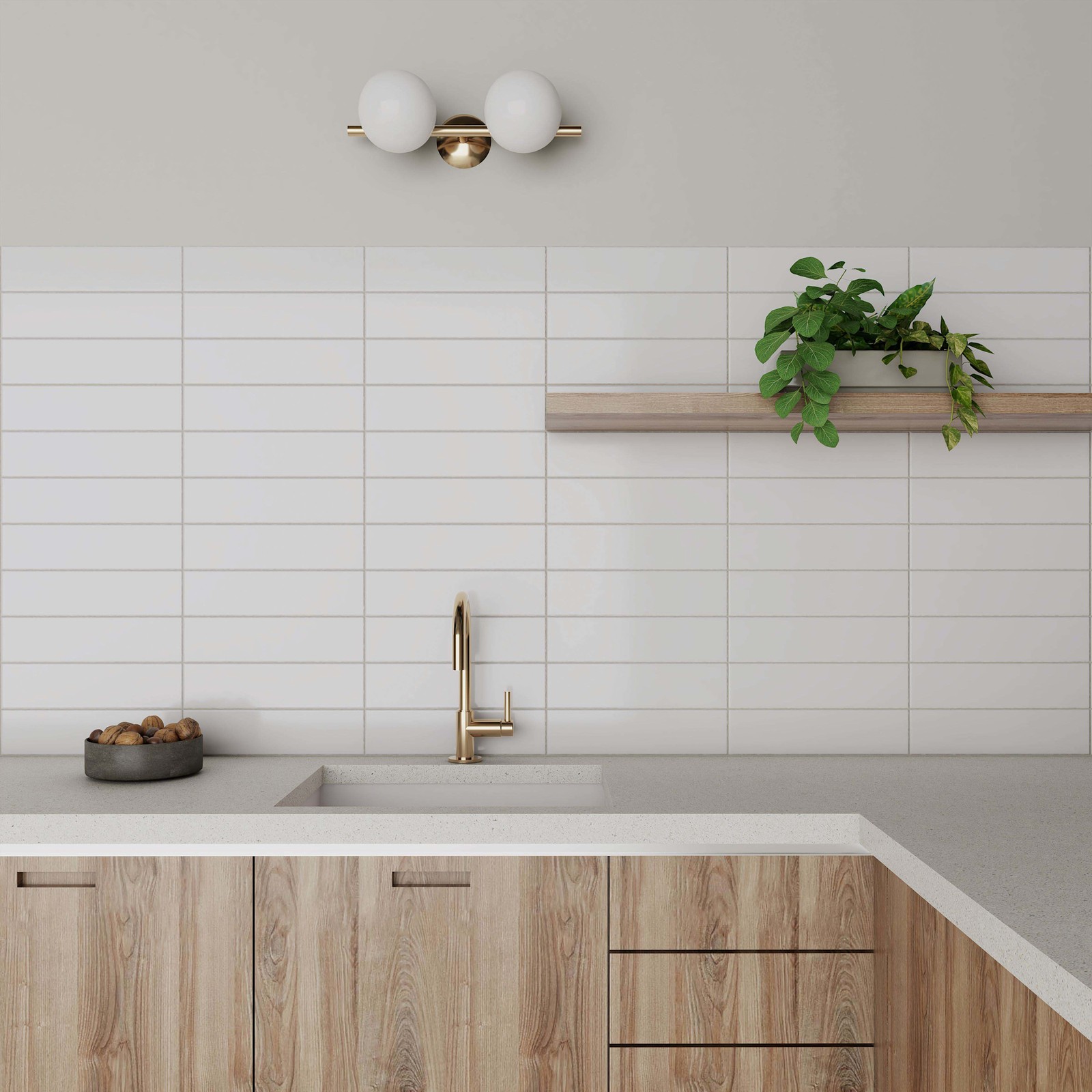 Cruz Bay Studio MKT61 City – 3″ x 12″ Brick Wall Tile – Glossy – White