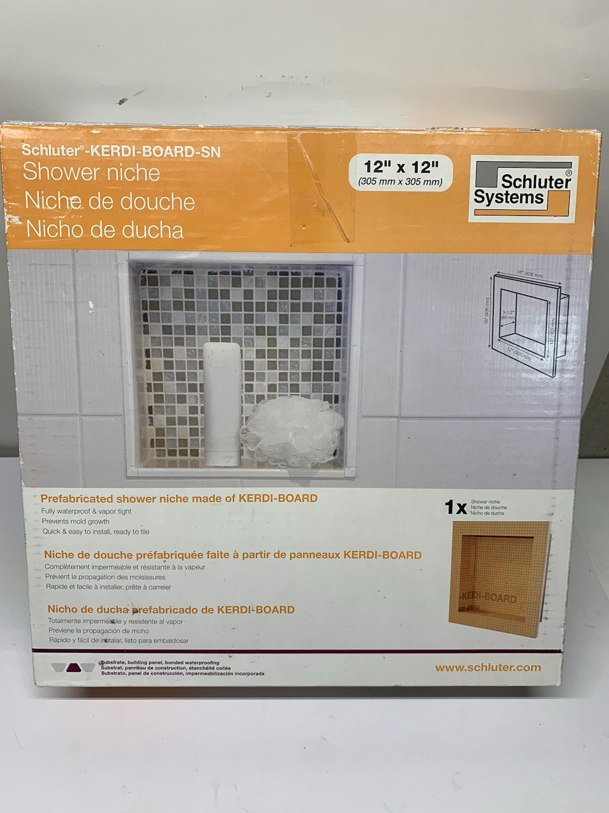 Schluter Kerdi Board Prefabricated Shower Niche 12″x12″
