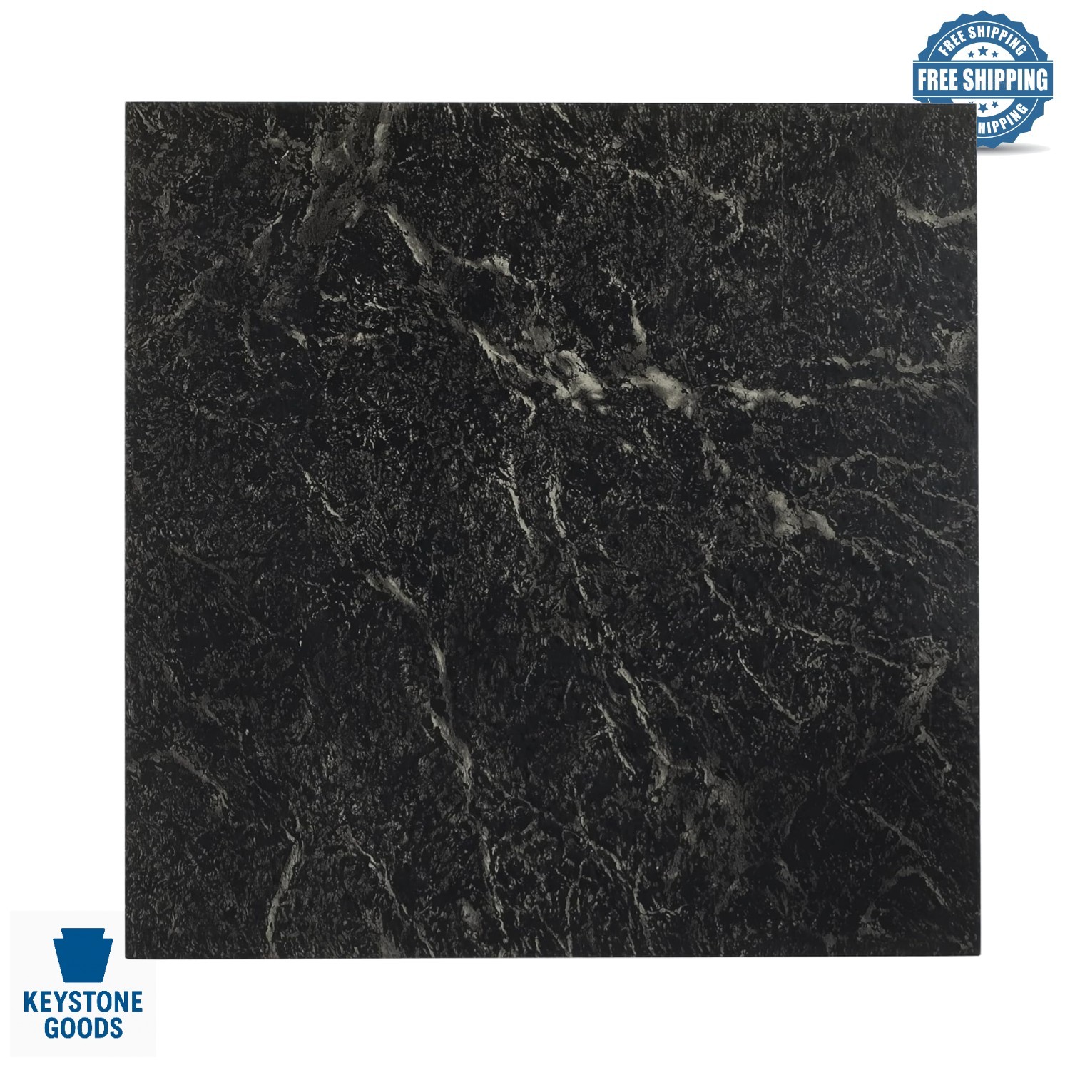 Nexus 20 sq ft Black & White Marble Vinyl Floor Tiles – Peel & Stick DIY Remodel