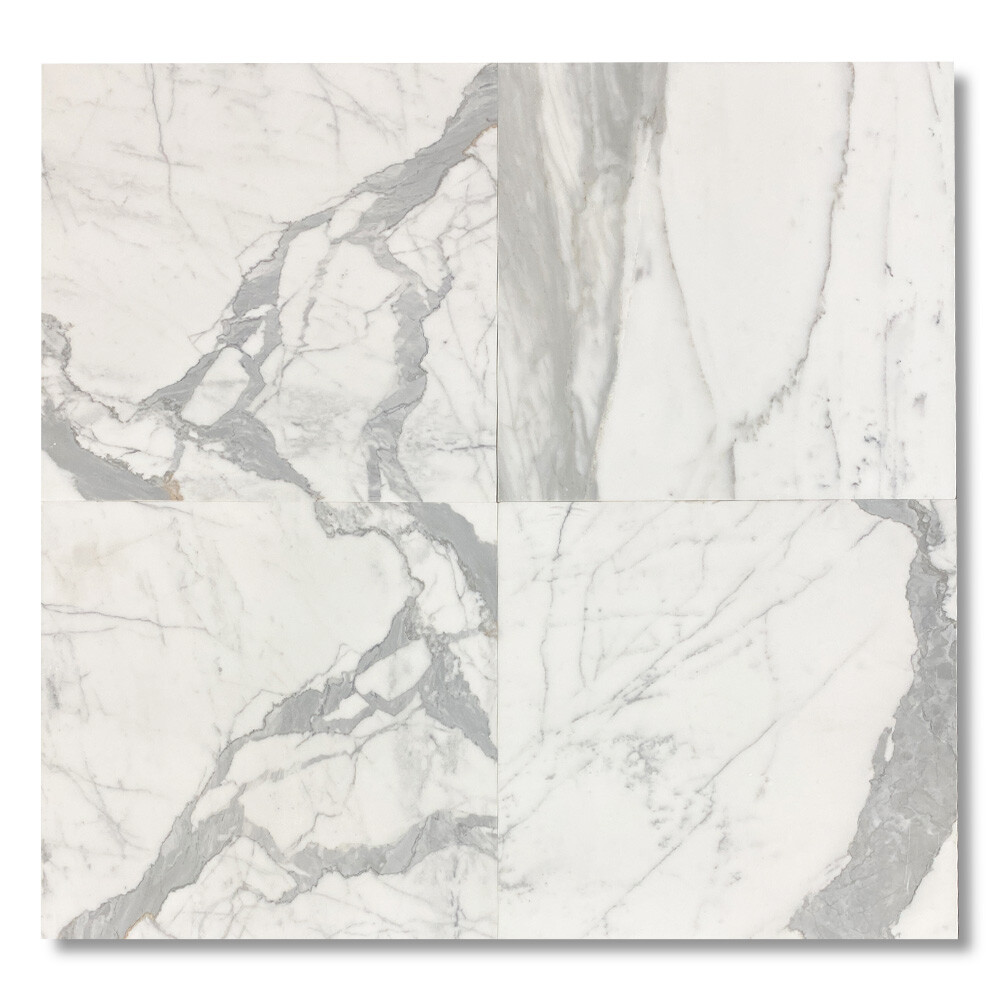 L45H Italian Statuary White Statuario Marble 18×18 Wall Floor Tile Honed