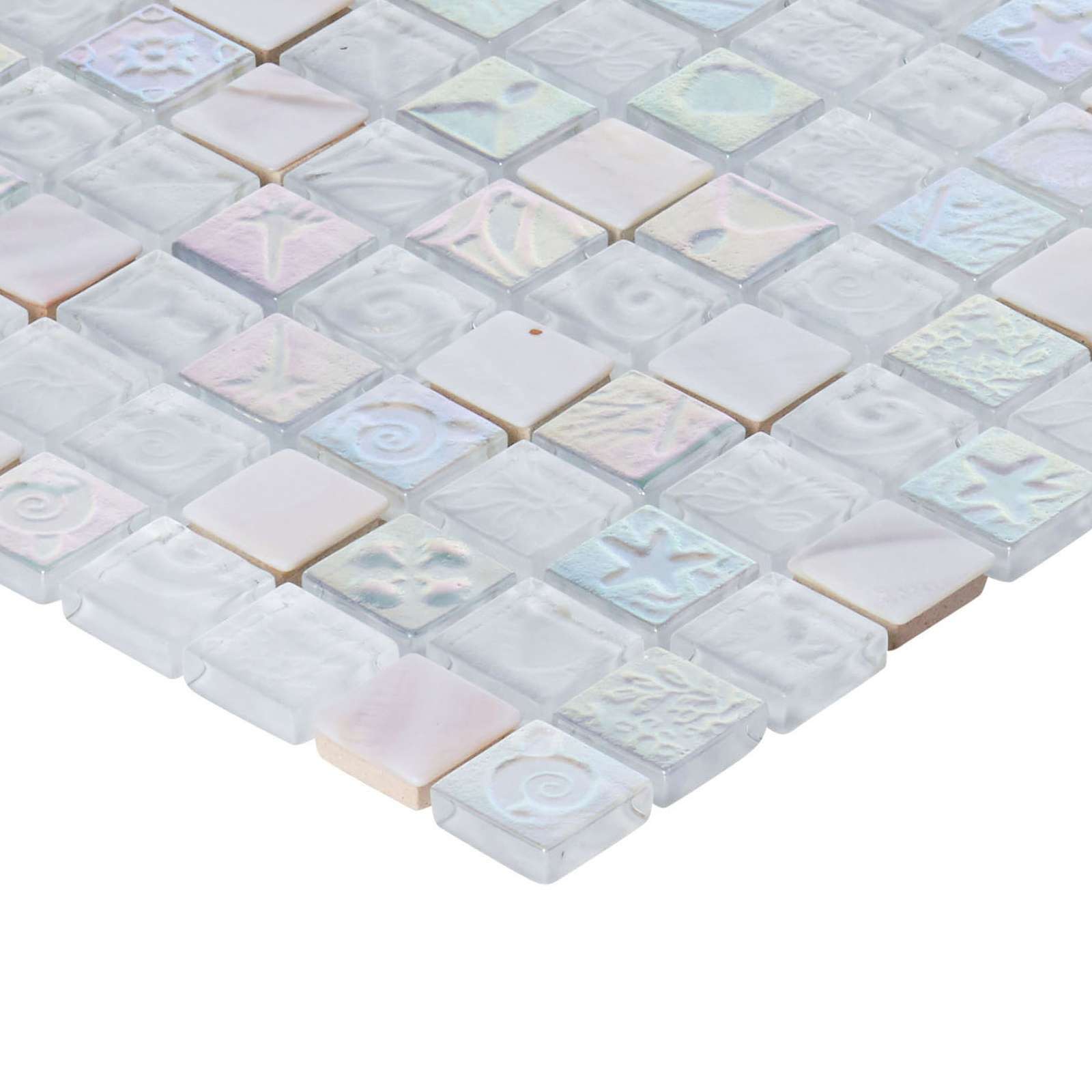 White Mother Of Pearl Shell Iridescent Glass Mosaic Tile Kitchen Bath Backsplash