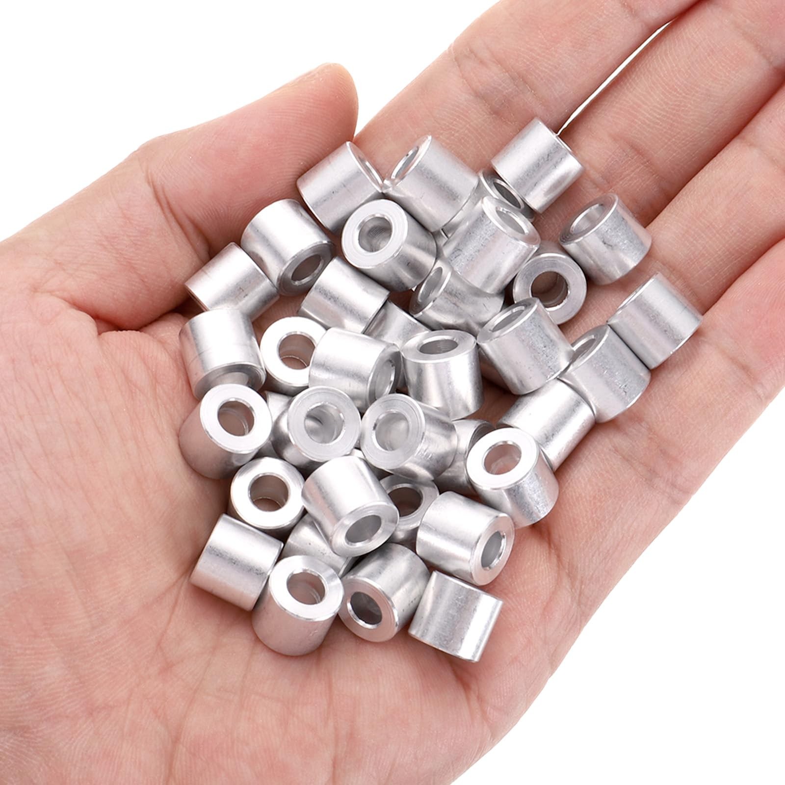 uxcell 40pcs Aluminum Spacer 5mm Bore x 10mm OD x 9mm Length Silver tone