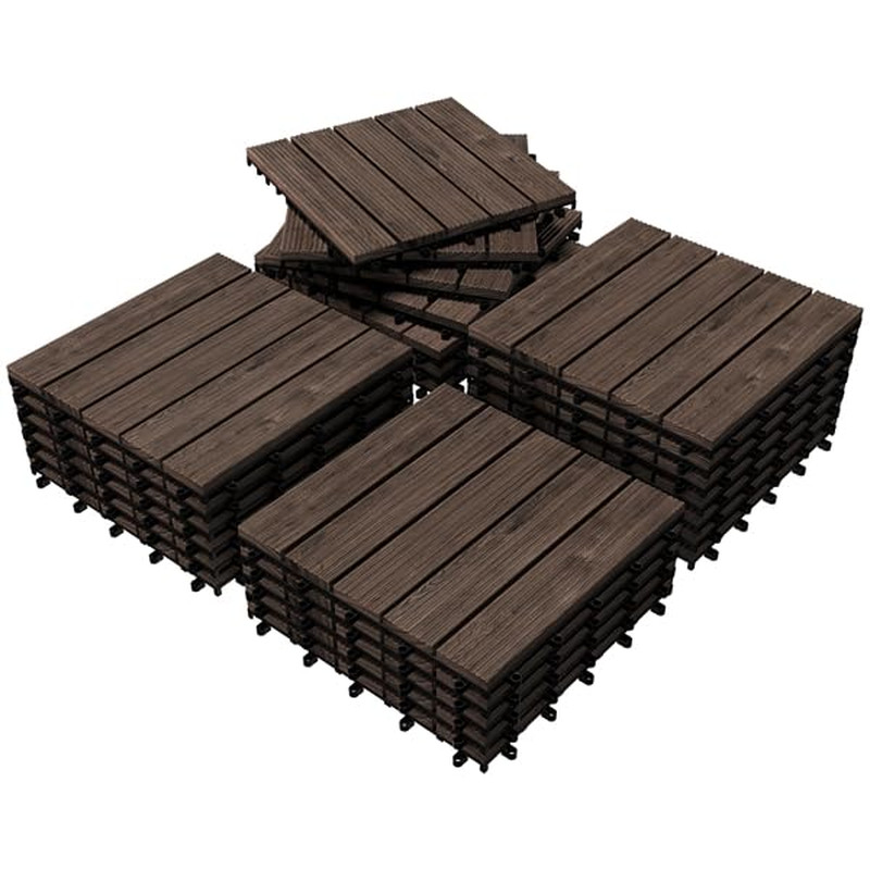 Yaheetech 27PCS Interlocking Deck Tiles Outdoor Patio Floor, Brown | Acacia Wood