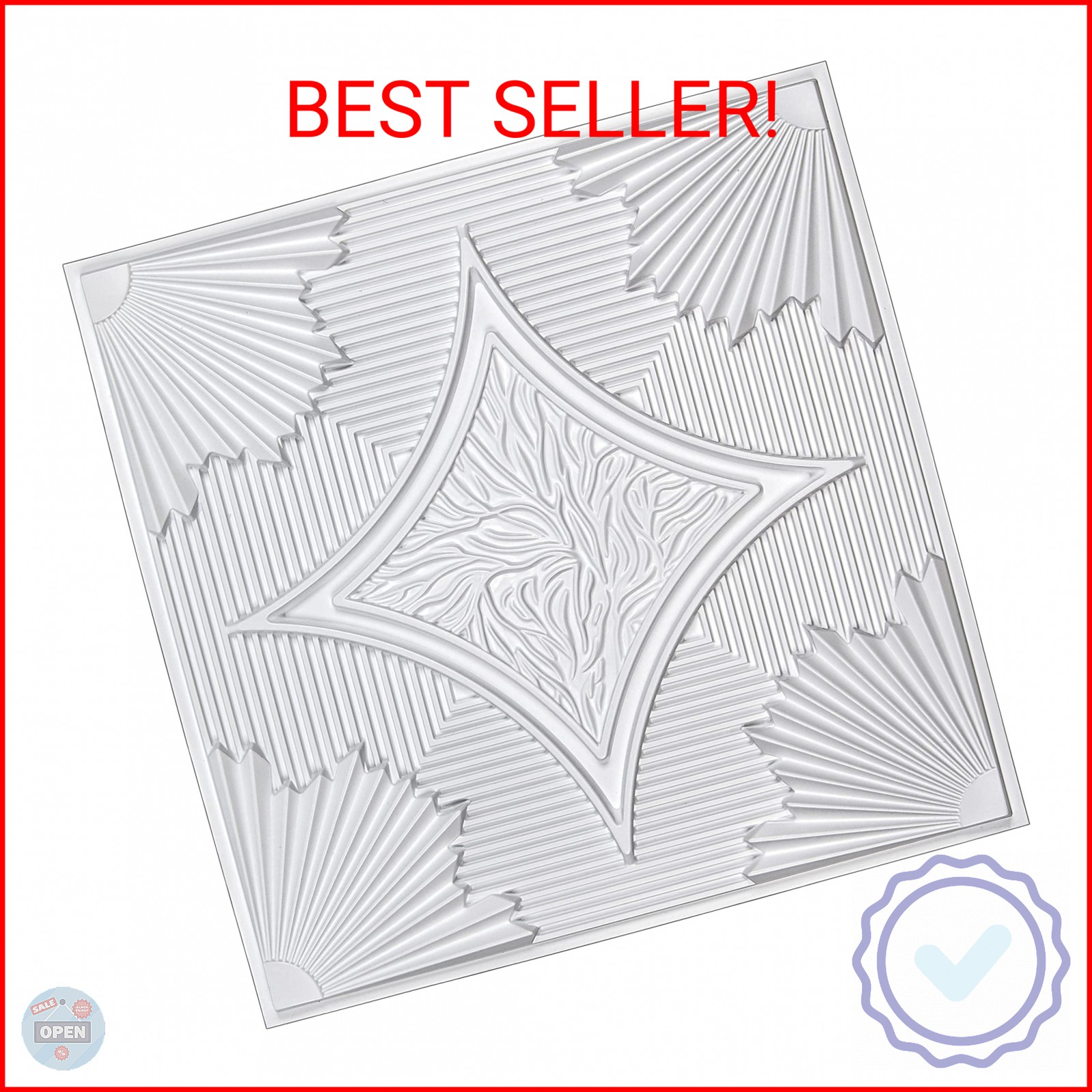 Art3d Drop Ceiling Tiles 24×24 in White (12-Pack, 48 Sq.ft), 3D Wainscoting Pane