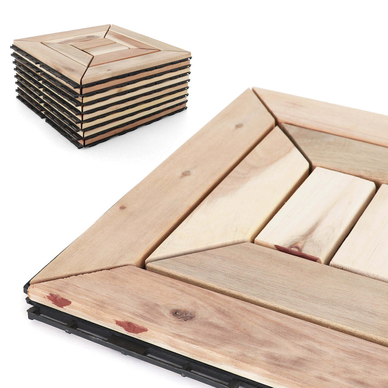 3rd Street Inn Deck Tiles – Interlocking Acacia Patio Tiles – Natural Finish