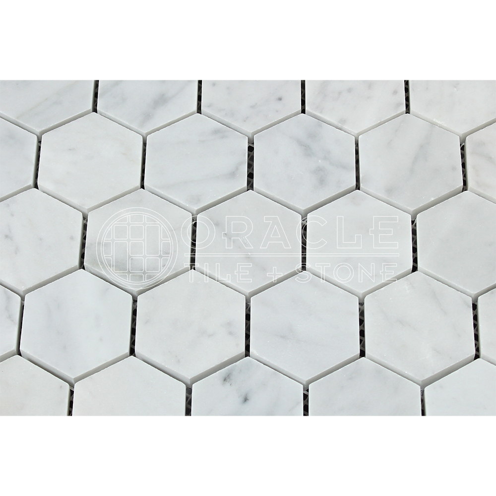 Carrara White Italian (Bianco Carrara) Marble 2 inch Hexagon Mosaic Tile